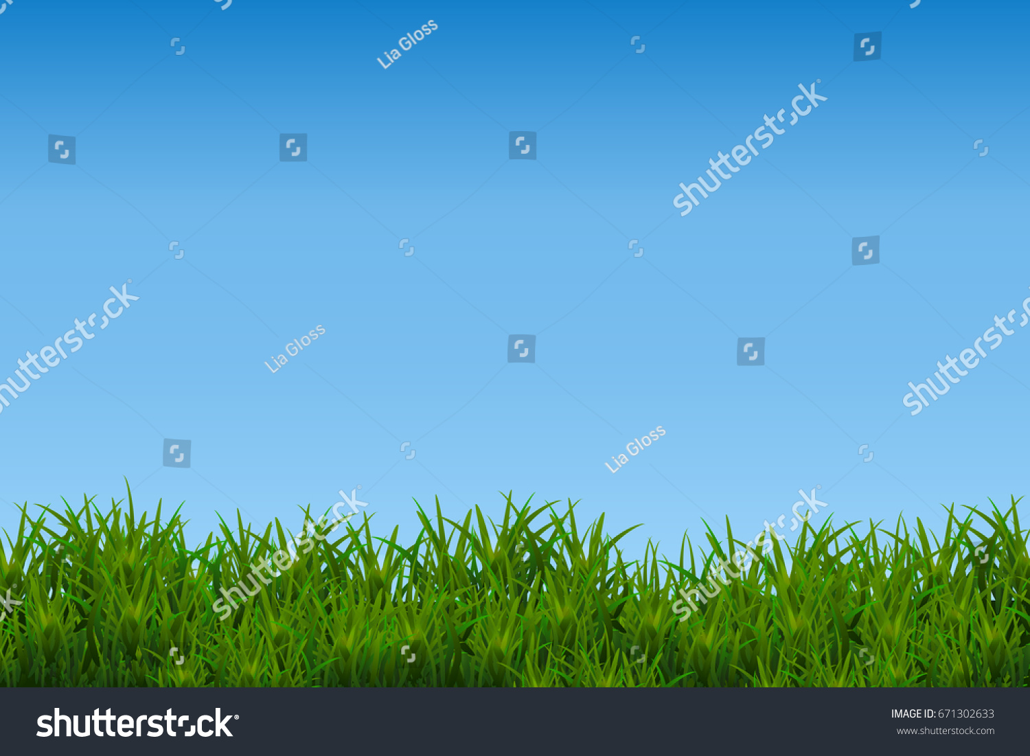 Green Glossy Grass Isolated On Blue Stock Illustration 671302633 ...