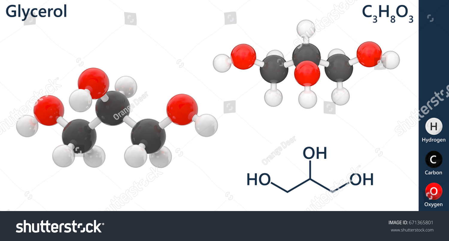 Structural Chemical Formula Molecular Structure Glycerolc3h8o3 Stock ...