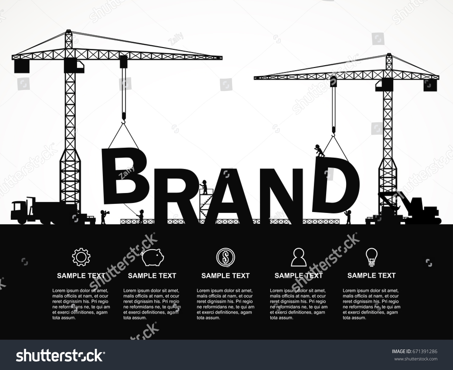 Crane Brand Building Infographic Template Vector Stock Vector (Royalty ...