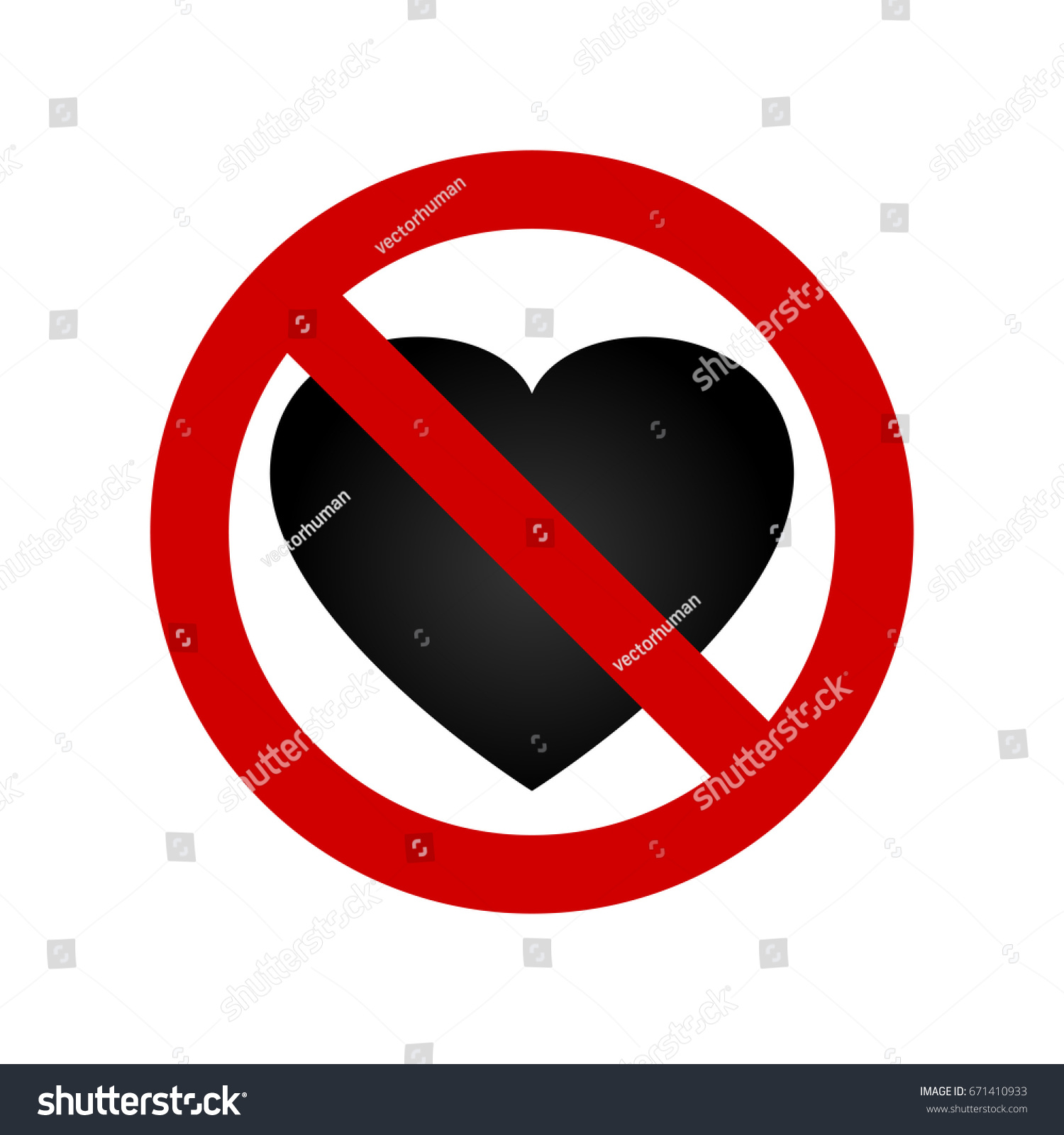 No Love Sign Vector Stock Vector (Royalty Free) 671410933 | Shutterstock