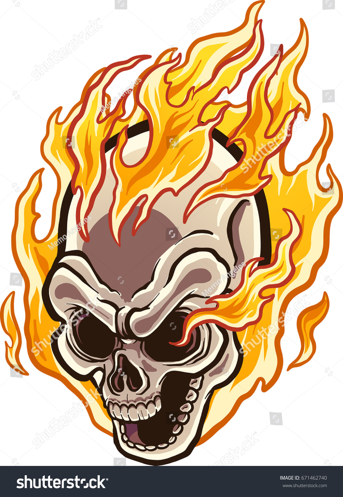 Flaming Cartoon Skull Vector Clip Art Stock Vector (Royalty Free ...