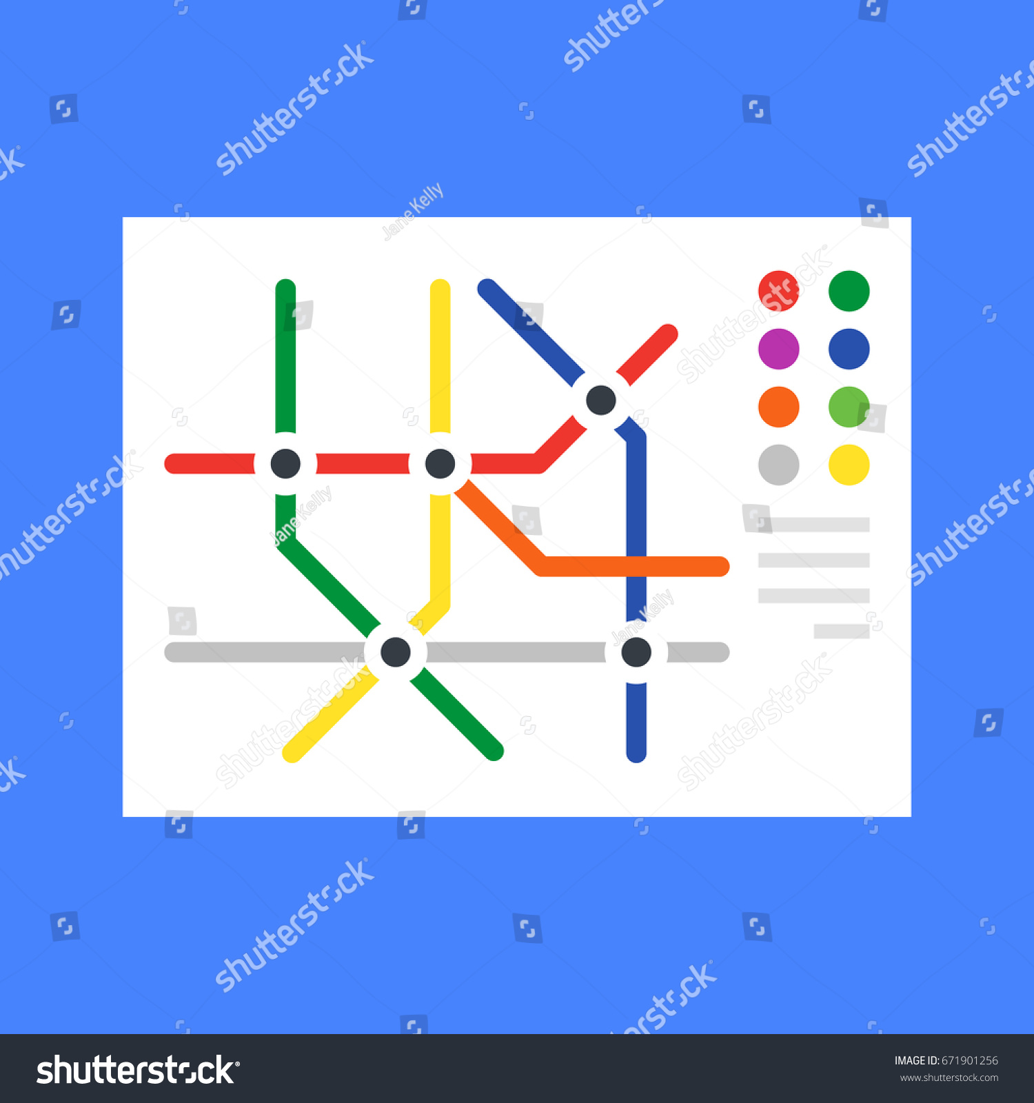 Subway Map Metro Map Modern Flat Stock Vector (Royalty Free) 671901256 ...