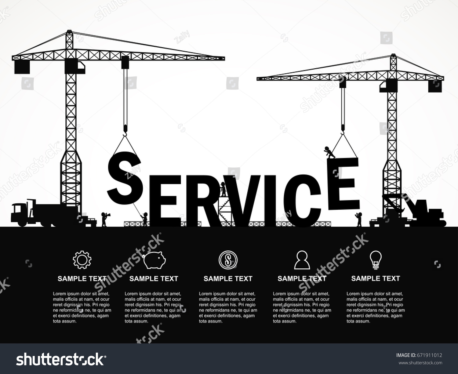 Crane Service Building Infographic Template Vector Stock Vector ...