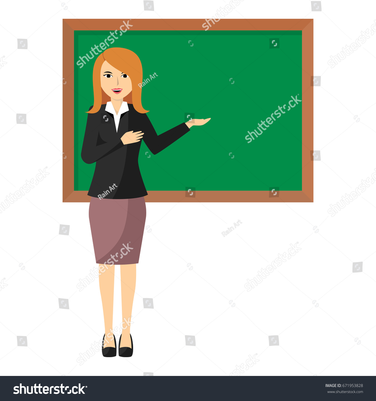 Vector Illustration Cartoon Female Teacher Standing เวกเตอร์สต็อก