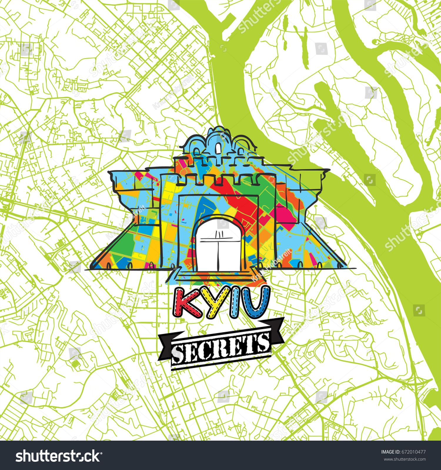 Kyiv Travel Secrets Art Map Mapping Stock Vector Royalty Free 672010477 Shutterstock 8256