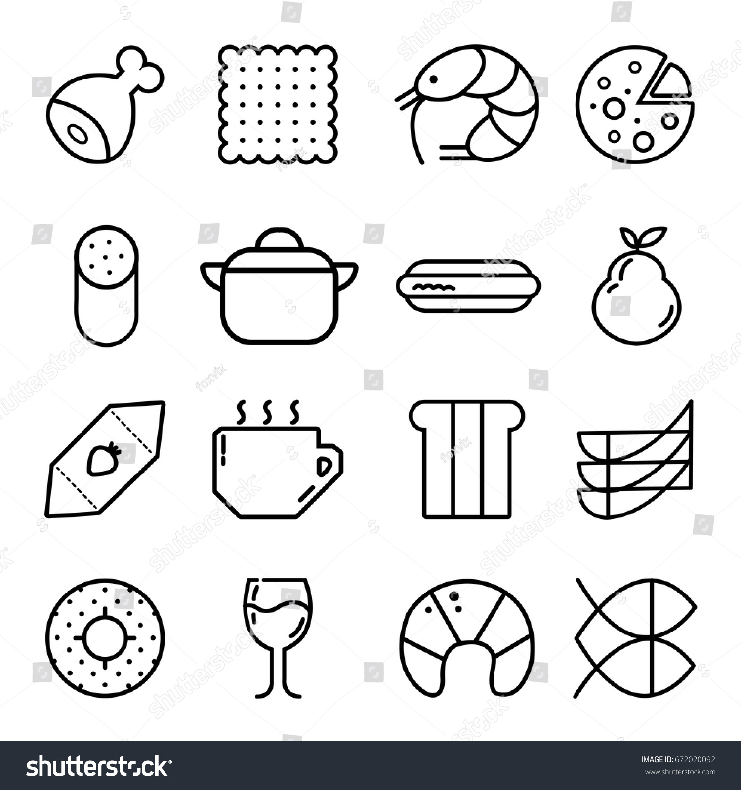 Food Icons Outline Icon Stock Vector (Royalty Free) 672020092 ...