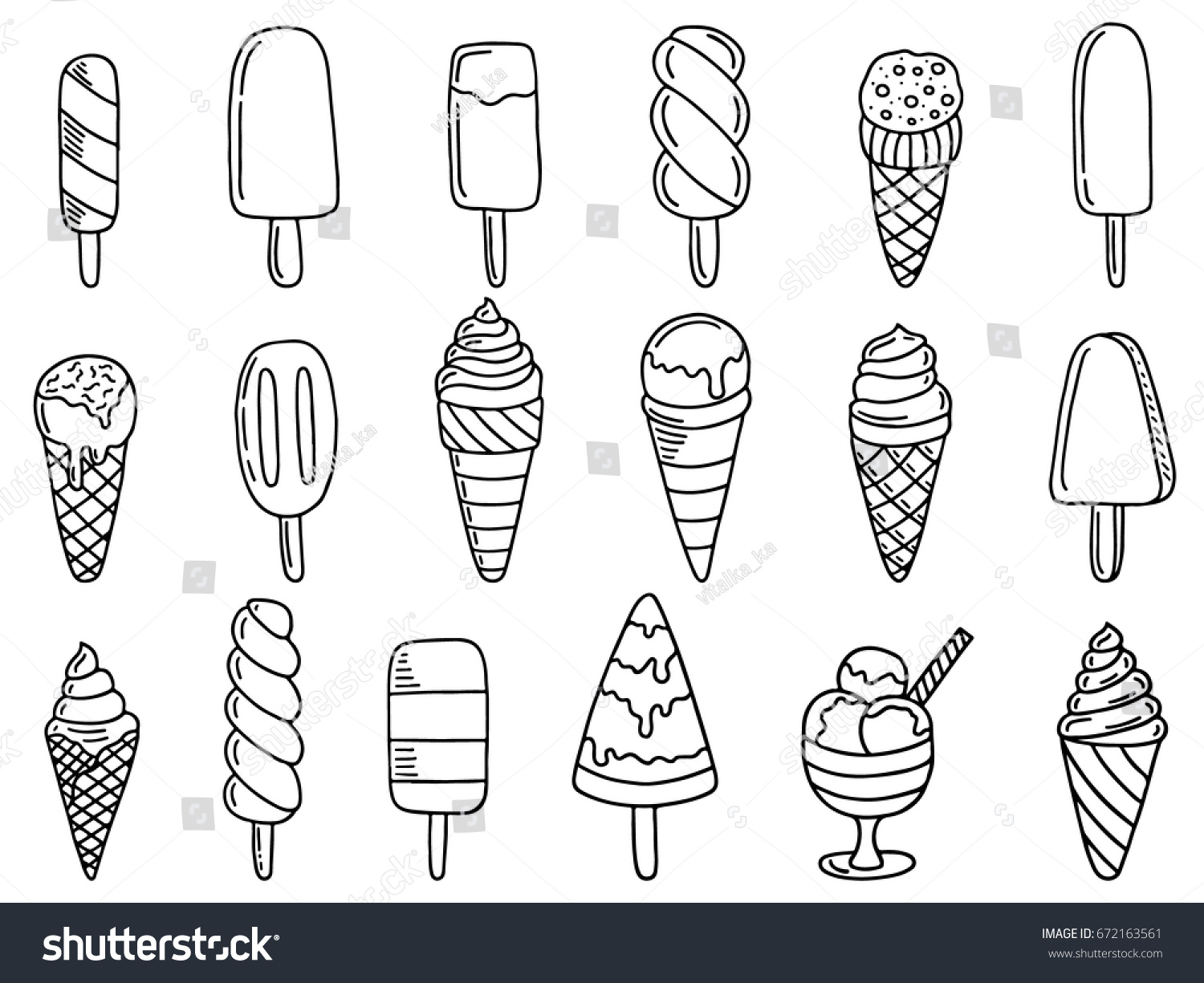 Раскраски для наклеек мороженое