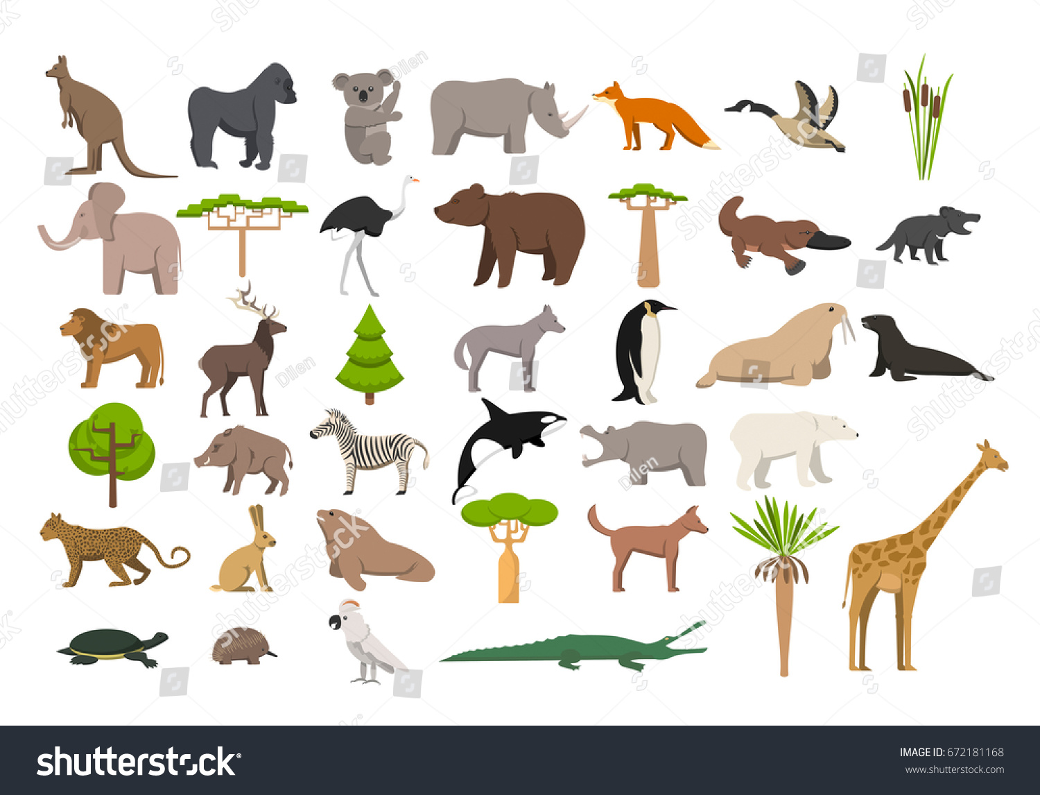 Animals World Protected Area Hunting Ground Stock Vector (Royalty Free ...