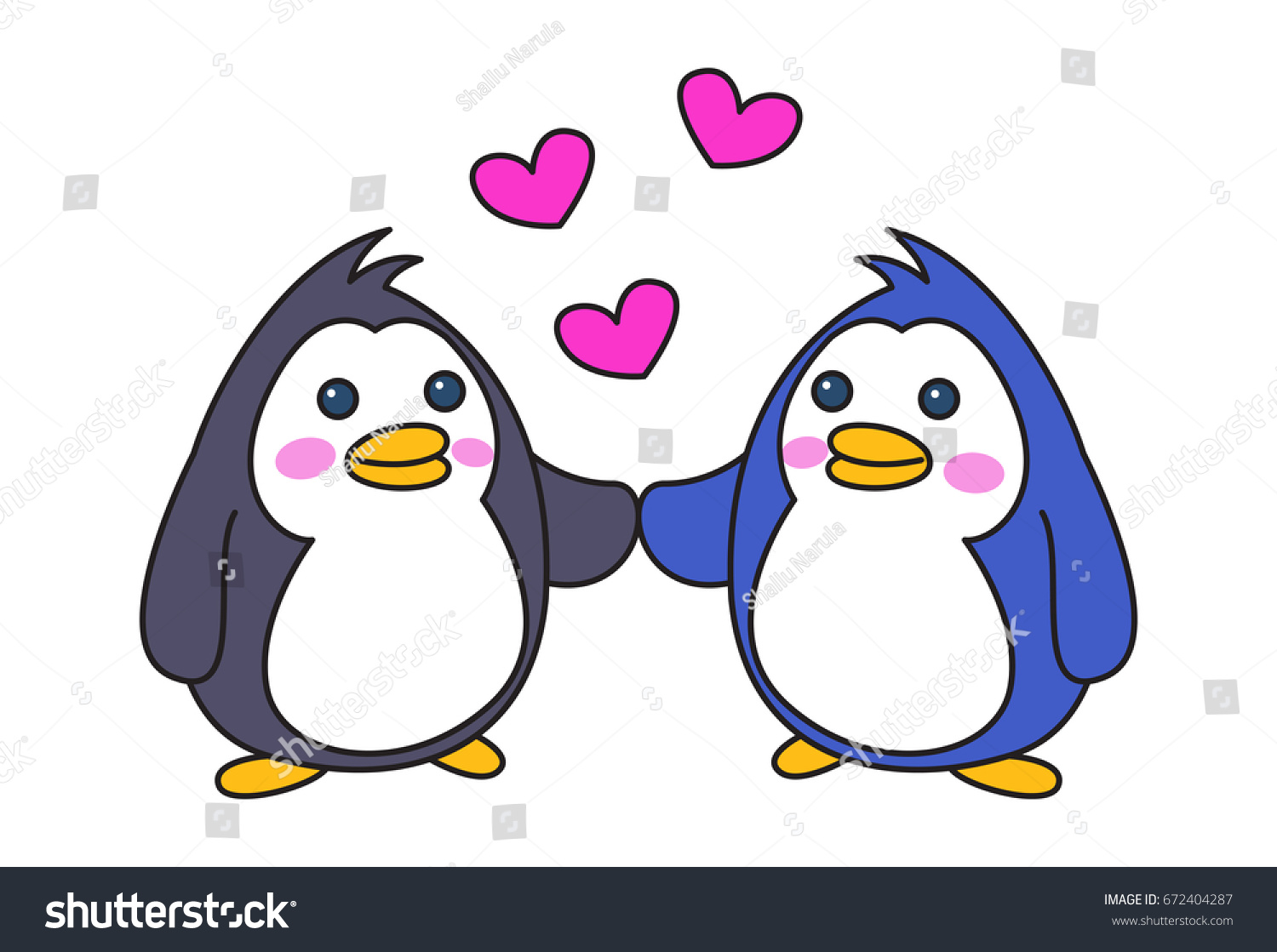 Cute Penguins Love Vector Illustration Isolated Stock Vector (Royalty ...