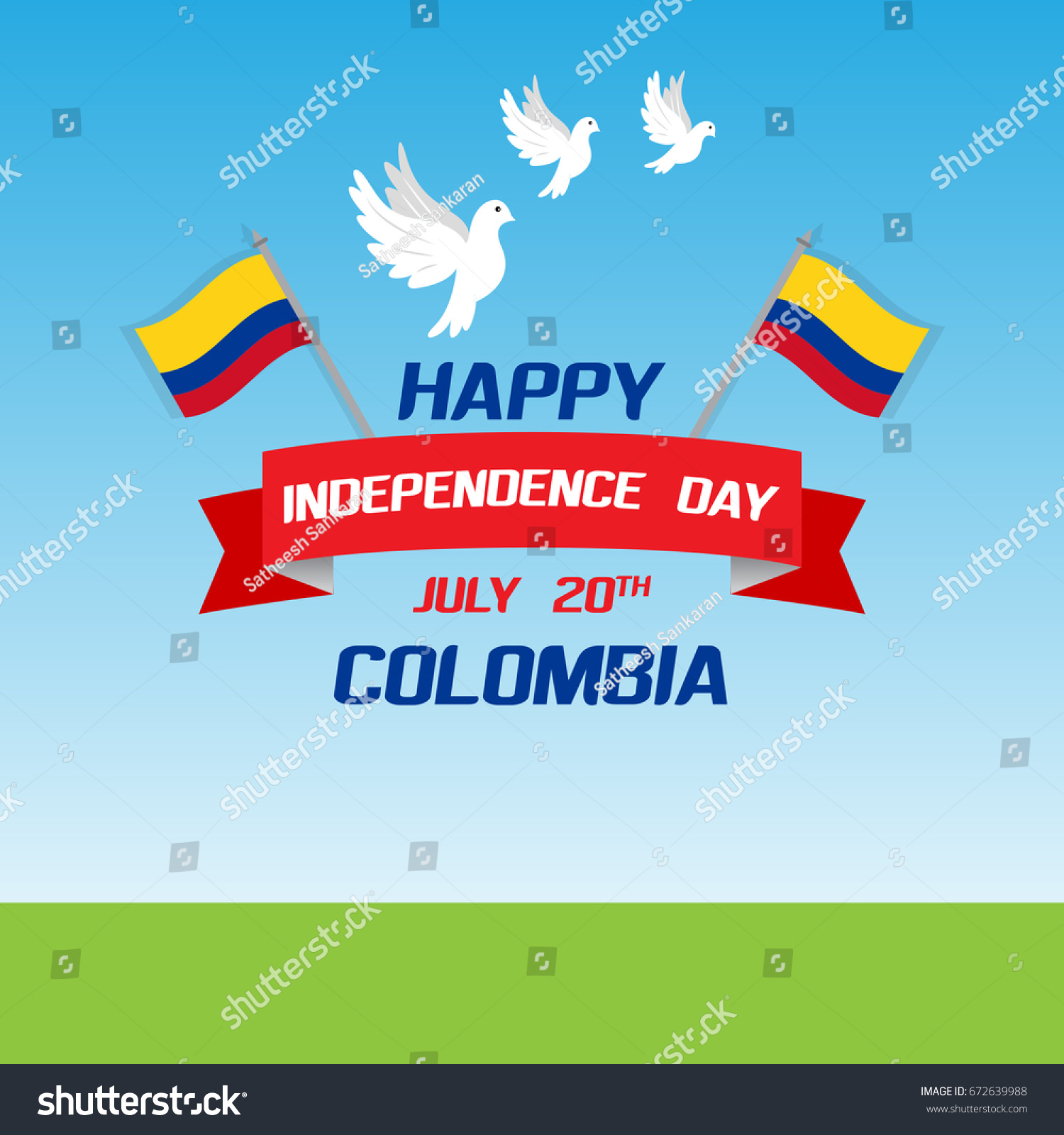 Colombian Independence Day Greetings Vector Illustration Stock Vector