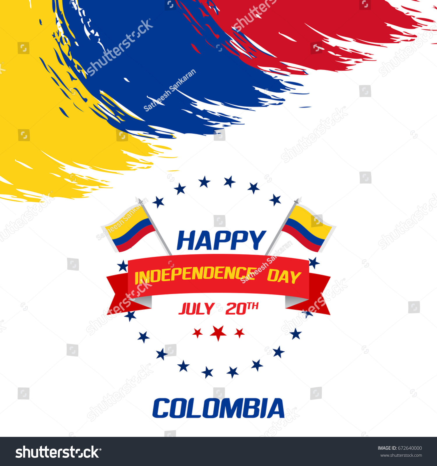 Colombian Independence Day Greetings Vector Illustration vector de