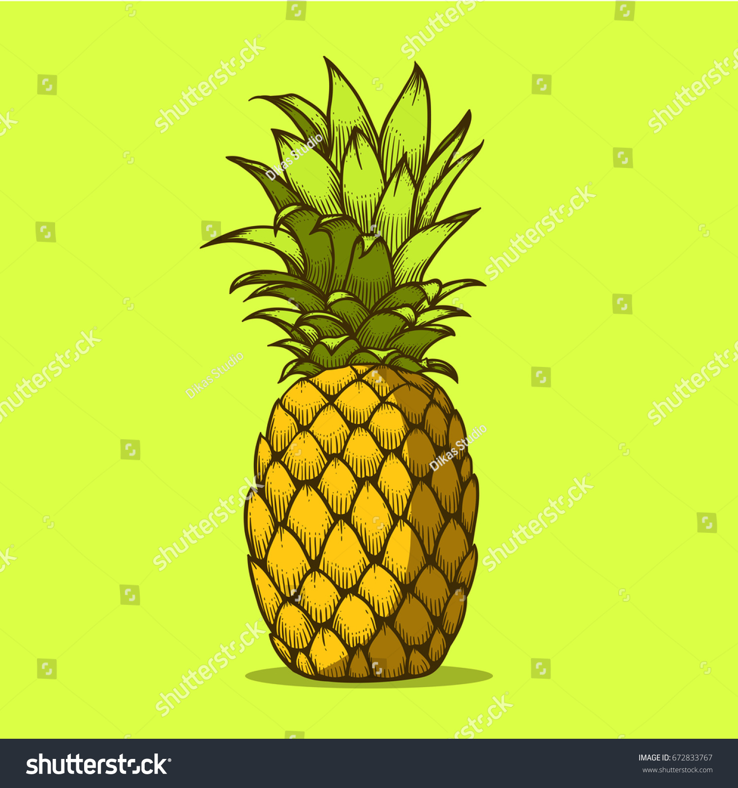 Pineapple Fruit Doodle Hand Drawn Vector Stock Vector (Royalty Free ...