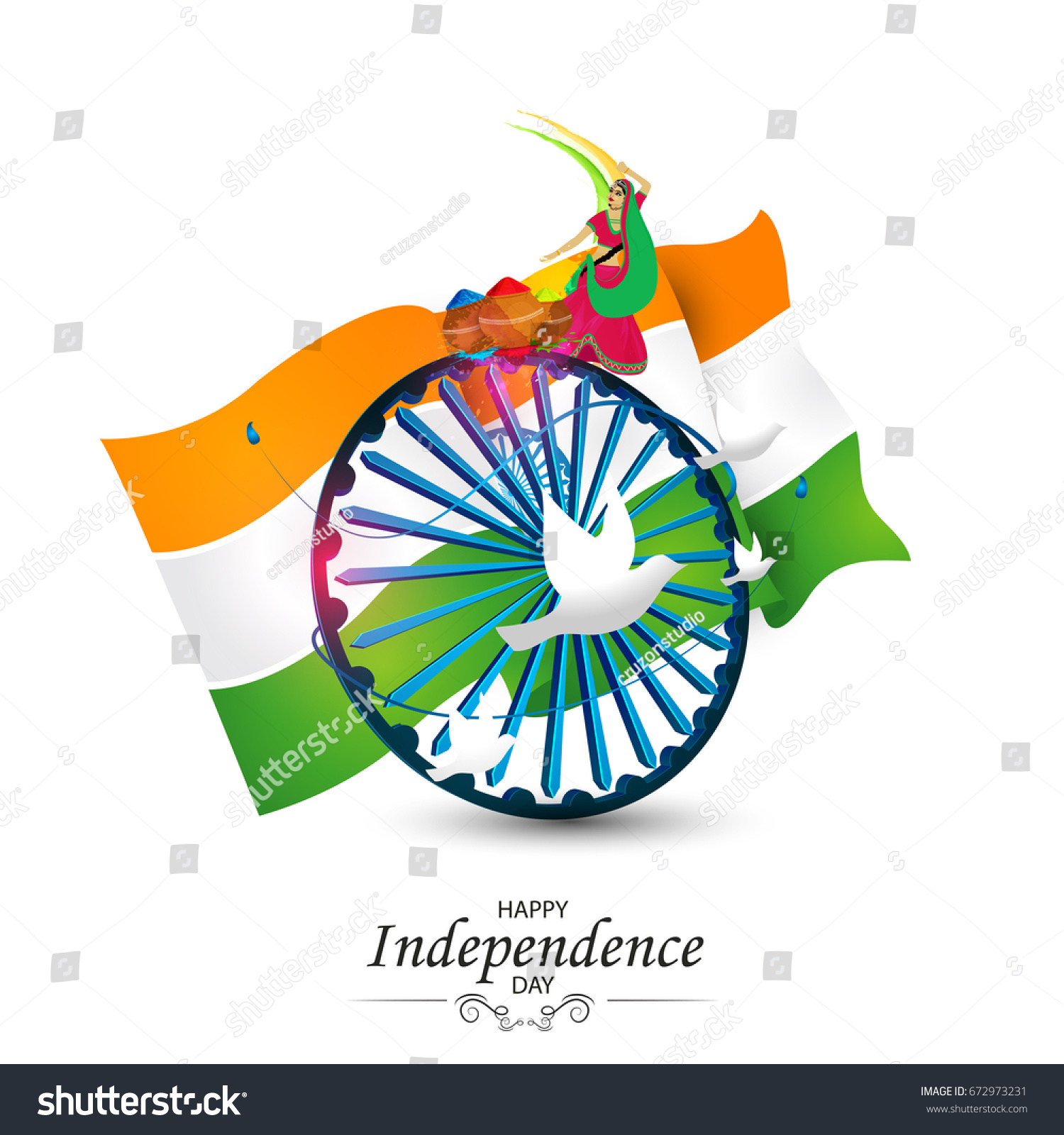 Happy Independence Day India Vector Illustration Stock Vector (Royalty ...