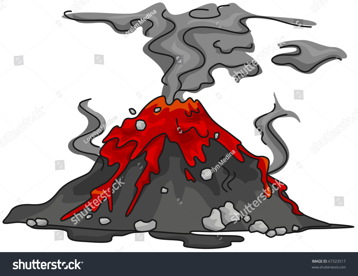 Извержение вулкана карикатура