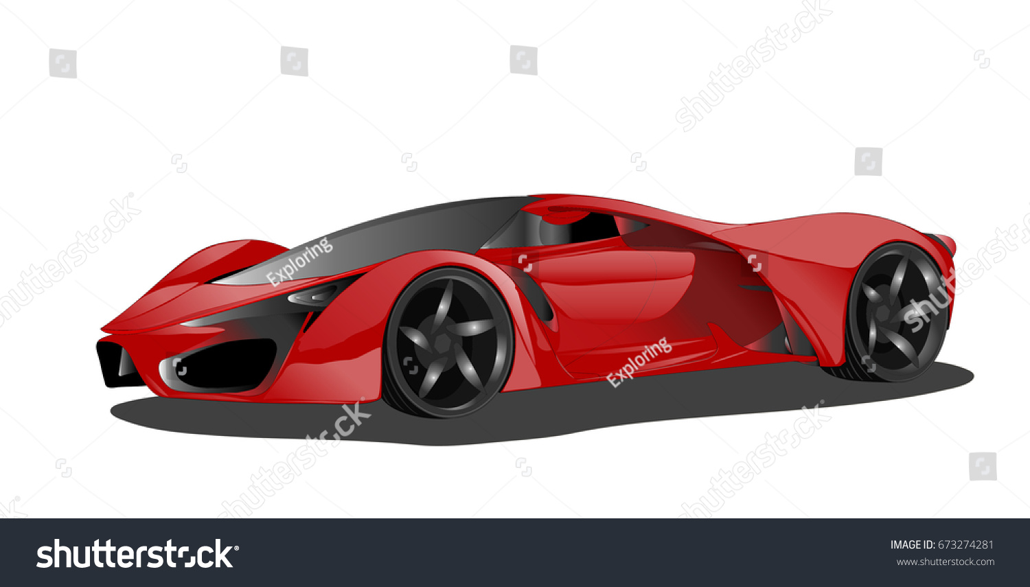 Red Supercar Vector Illustration Stock Vector (Royalty Free) 673274281 ...