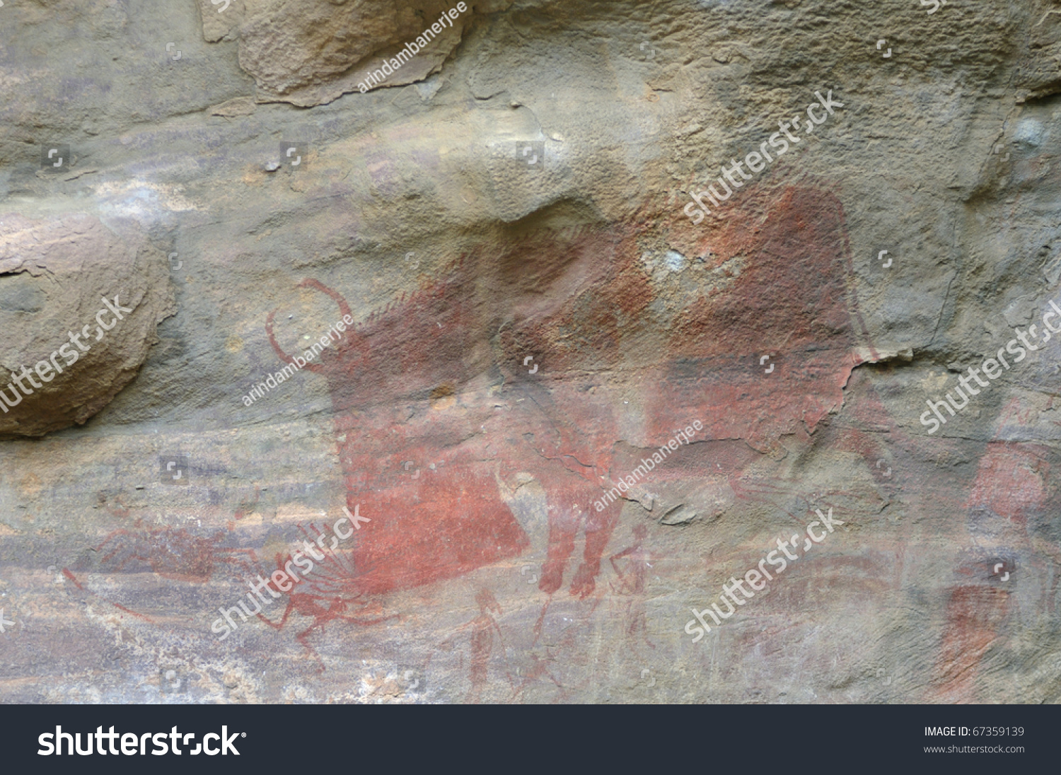 Prehistoric Cave Painting Bhimbetka India World Stock Photo 67359139 ...