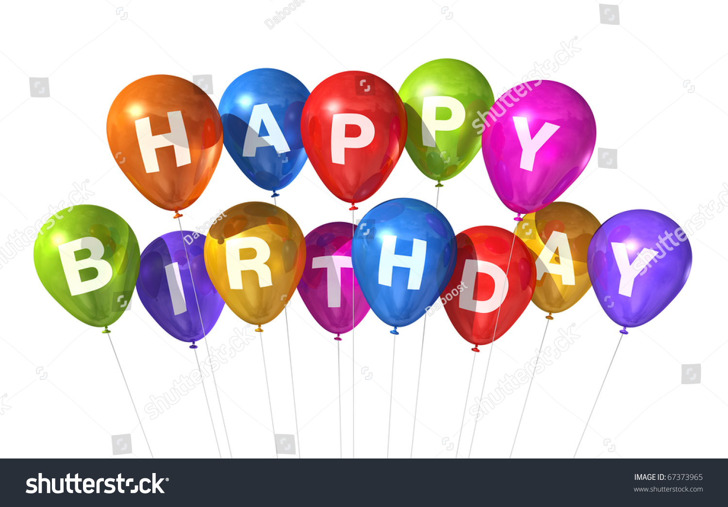 3d Happy Birthday Balloons Isolated On Stock Illustration 67373965 ...