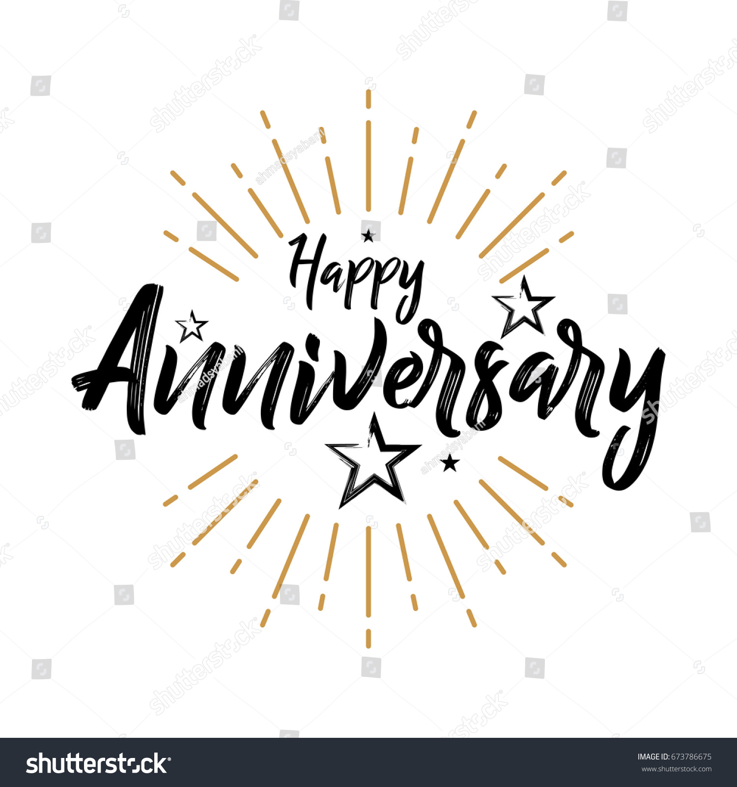 Happy Anniversary Hand Drawn Lettering Greeting Stock Vector (Royalty ...