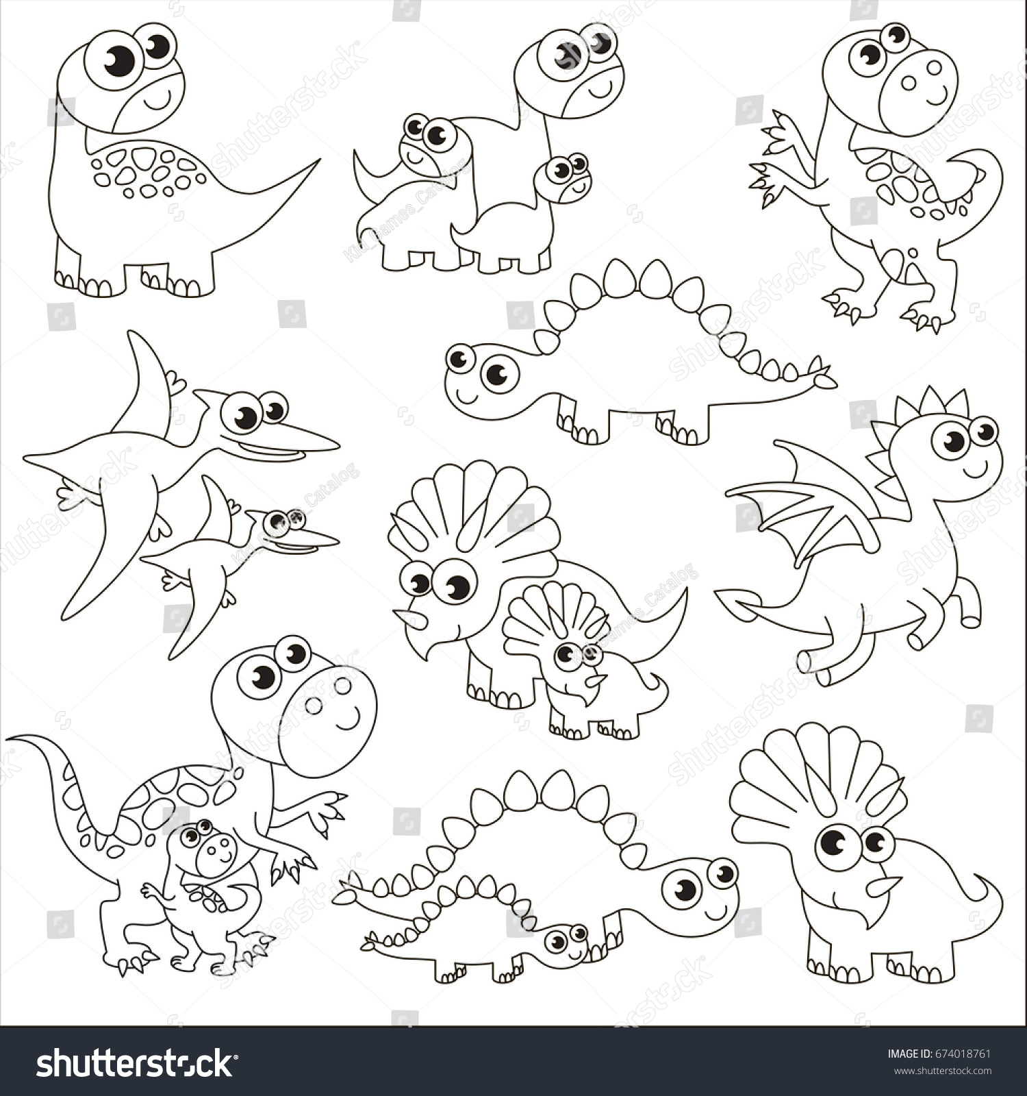 Dinosaur Kids Mothers Elements Set Collection Stock Vector (Royalty ...