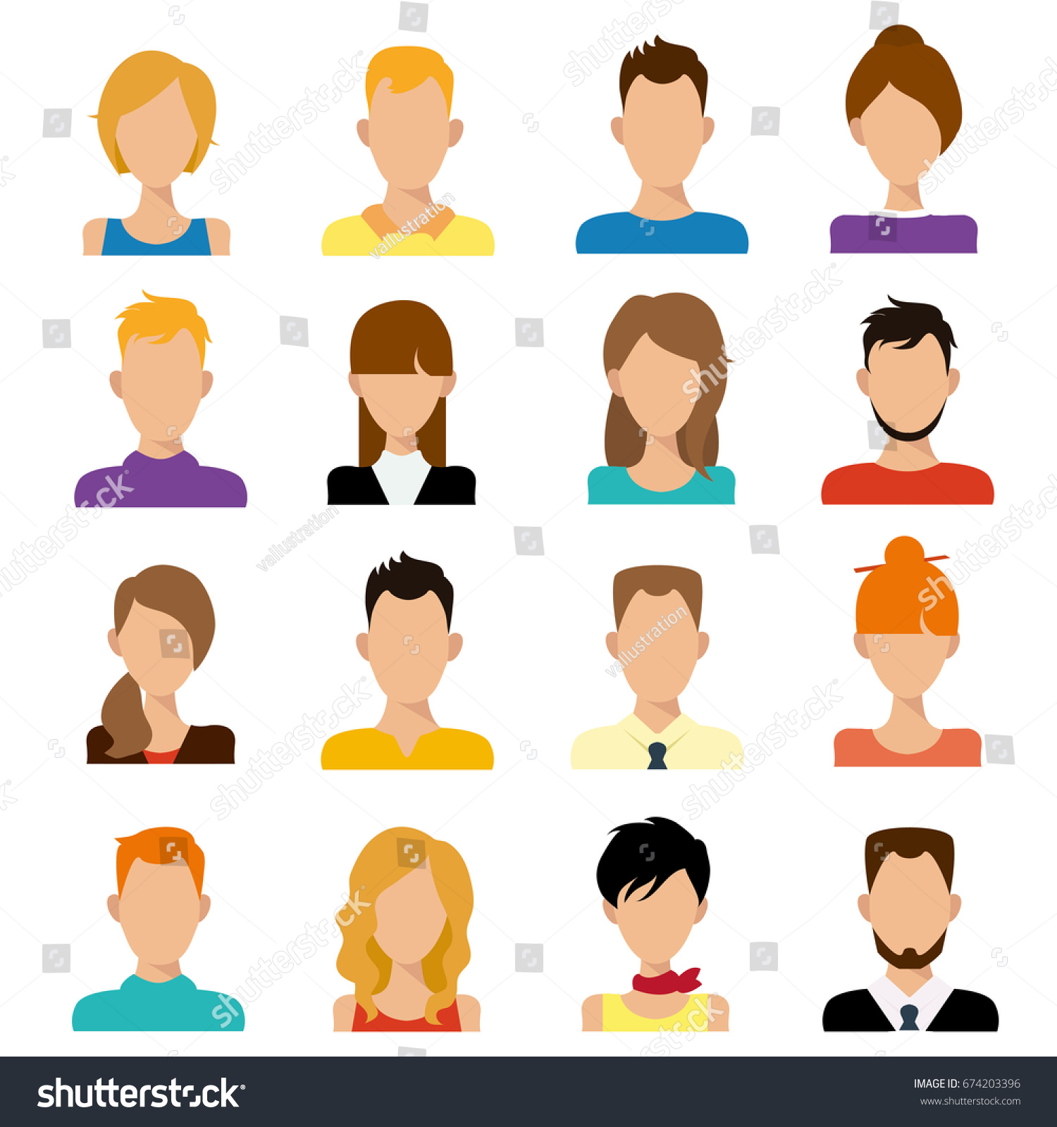 People Flat Icons Avatar Stock Vector (Royalty Free) 674203396 ...