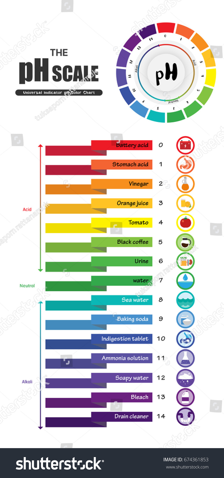 Ph Scale Universal Indicator Ph Color Stock Vector (Royalty Free ...