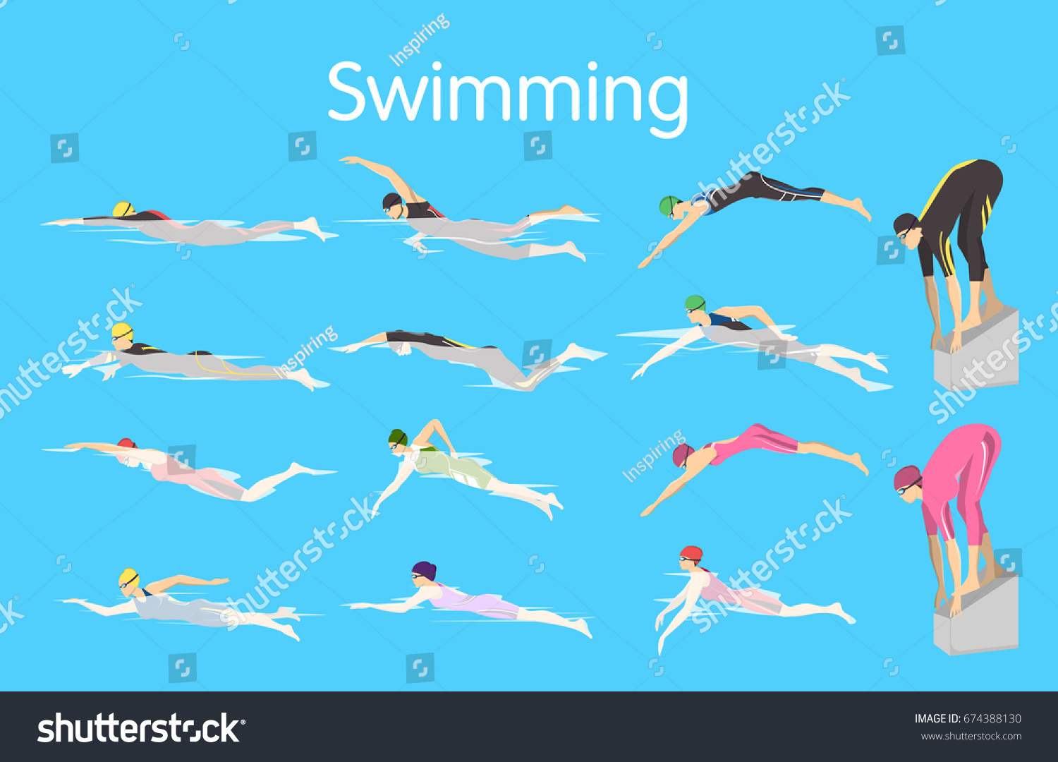Types Swimming Stock Vector Royalty Free 674388130 Shutterstock