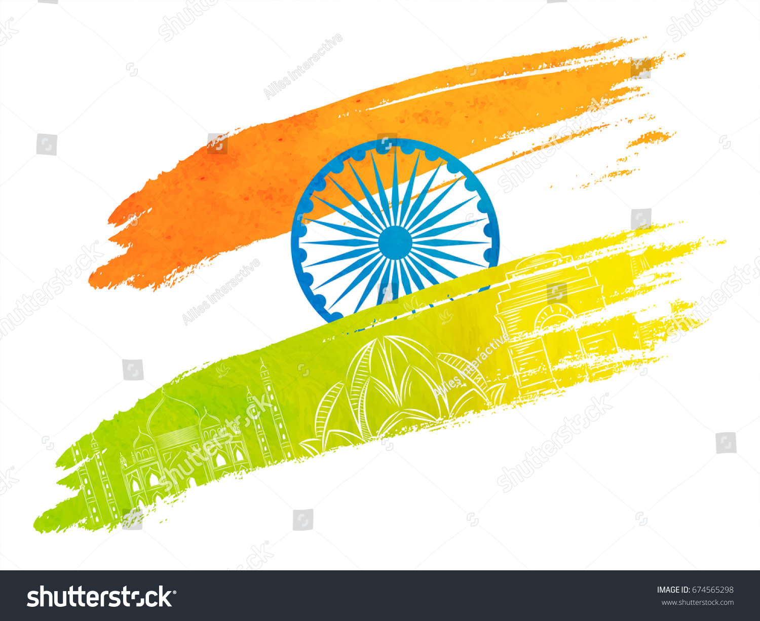 Creative Indian Flag Design Famous Monuments Stock Vector (Royalty Free ...