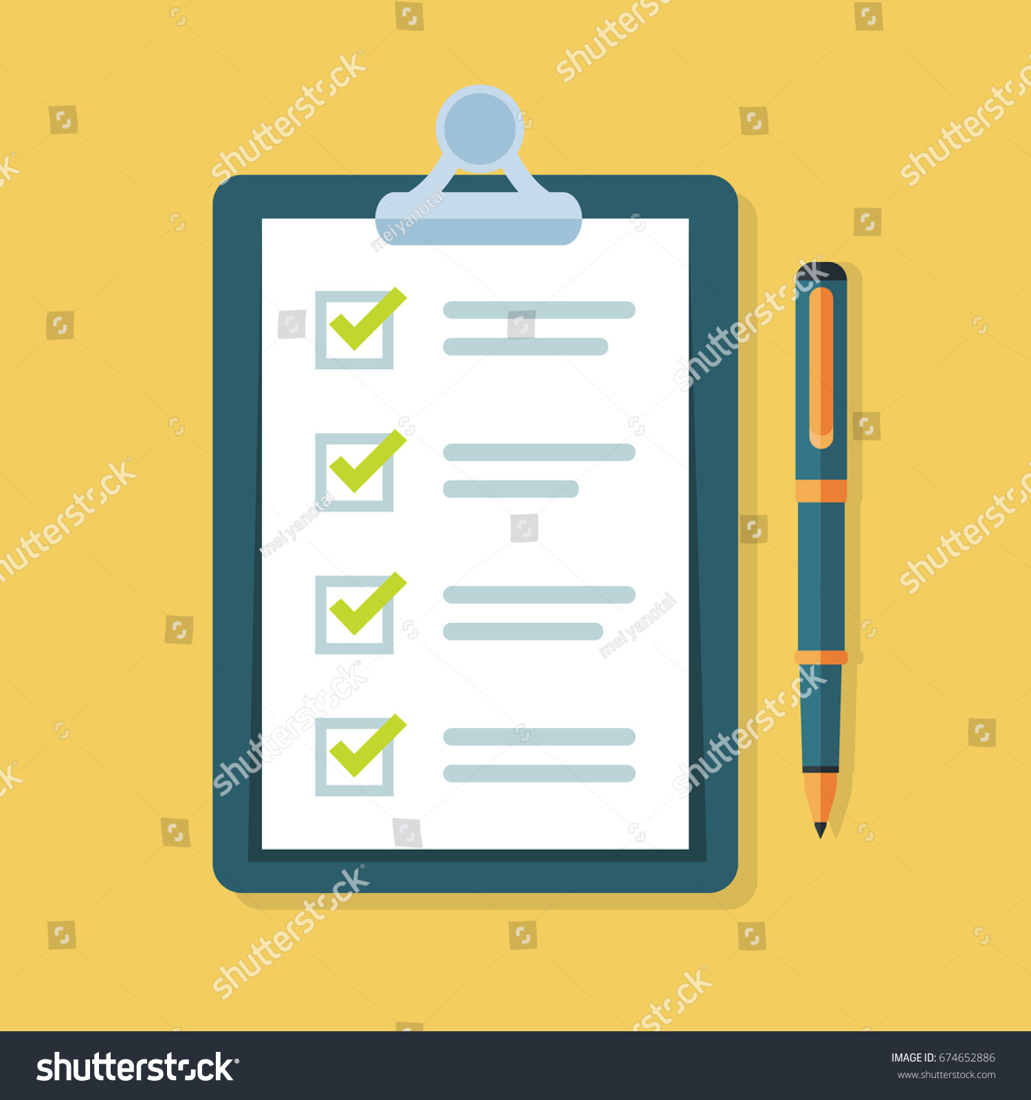 Survey Checklist Flat Design Illustration Stock Vector (Royalty Free ...