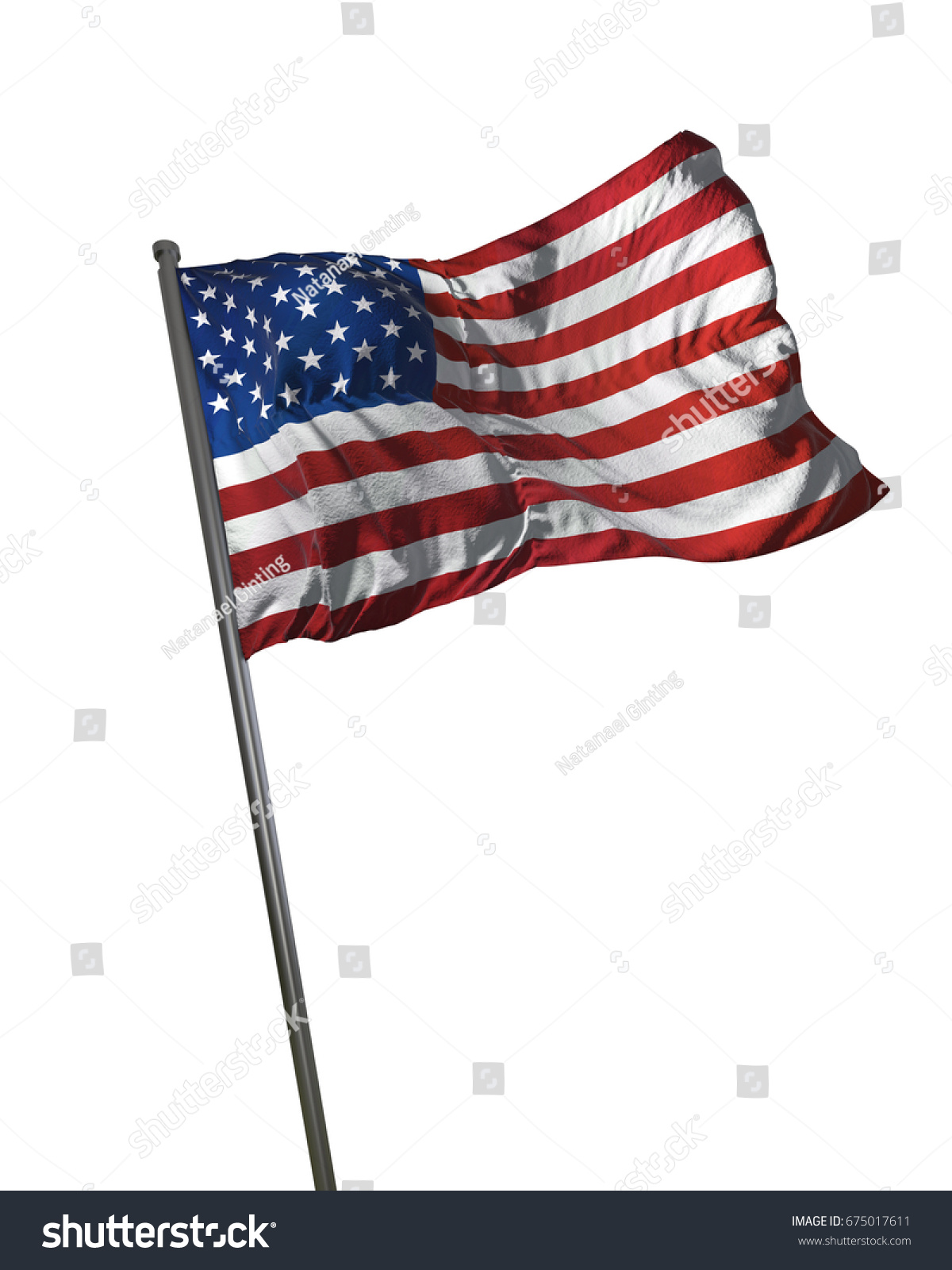 American Flag Waving Isolated On White Stock Illustration 675017611 ...