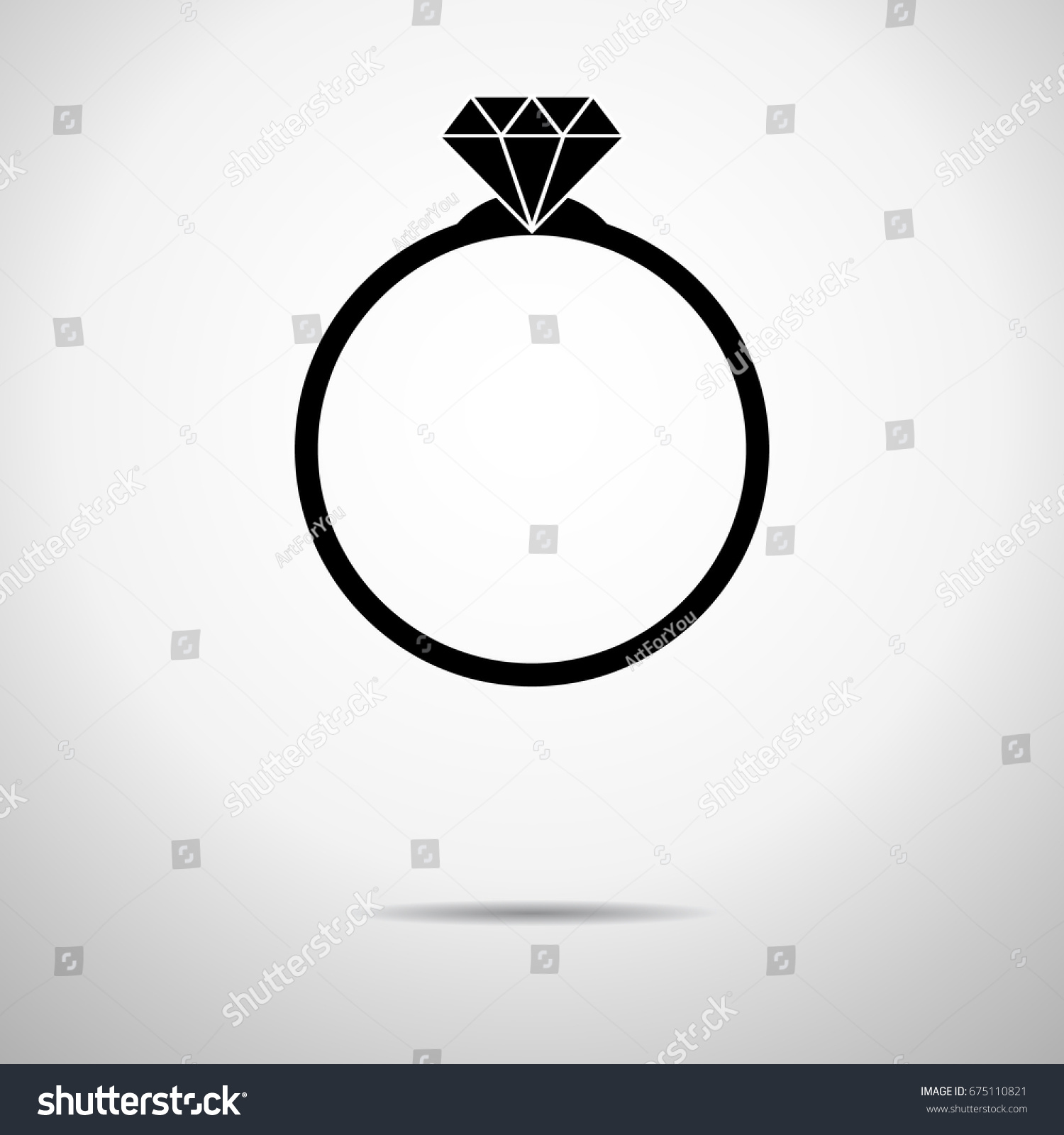 Luxury Diamond Engagement Ring Silhouette Isolated Stock Illustration ...