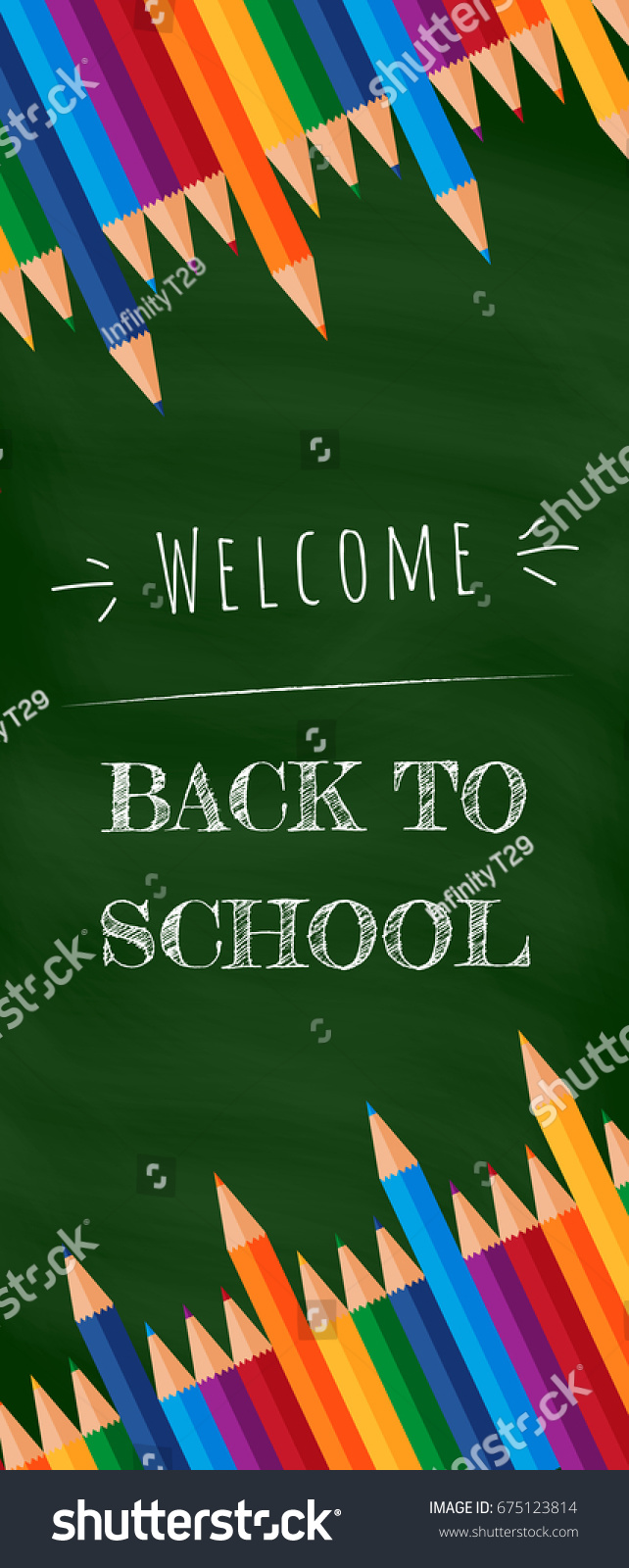 Welcome Back School Banner Crayon Vector Stock Vector (Royalty Free ...