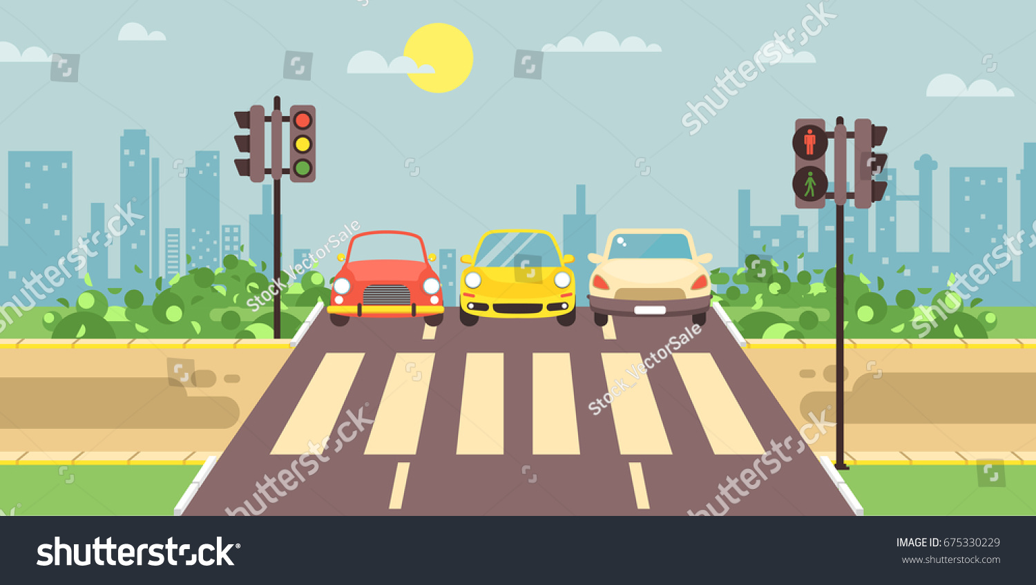 Stock Vector Illustration Roadside Cartoon Landscape Stock Vector ...