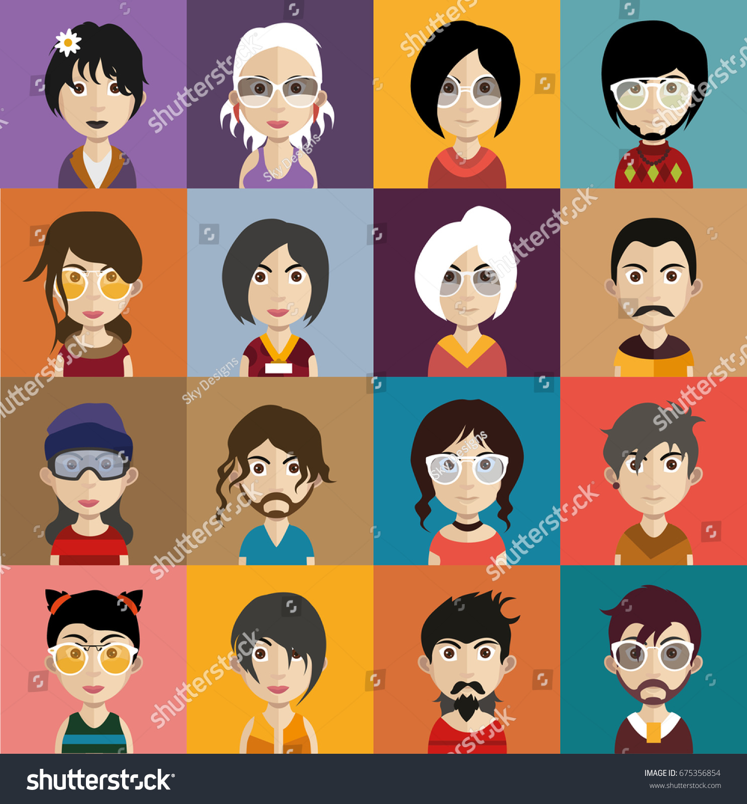 Set People Icons Faces Stock Vector (Royalty Free) 675356854 | Shutterstock