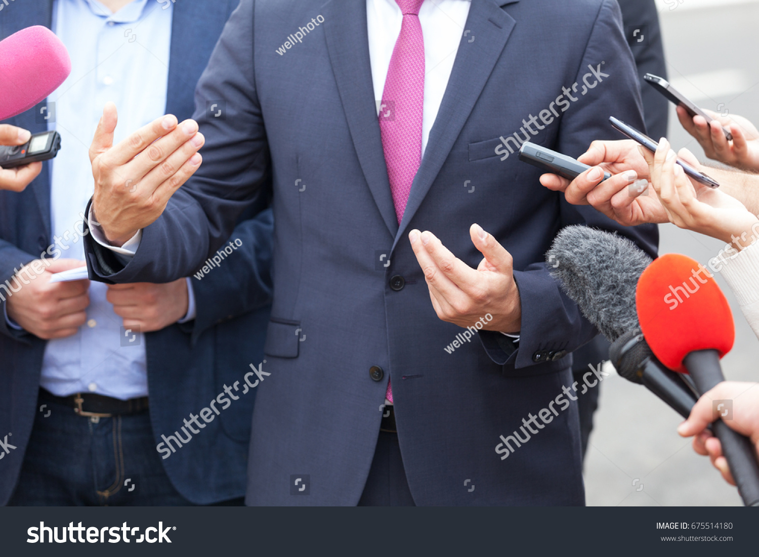 Press Interview Hand Gesture Businessman Politician Stock Photo ...