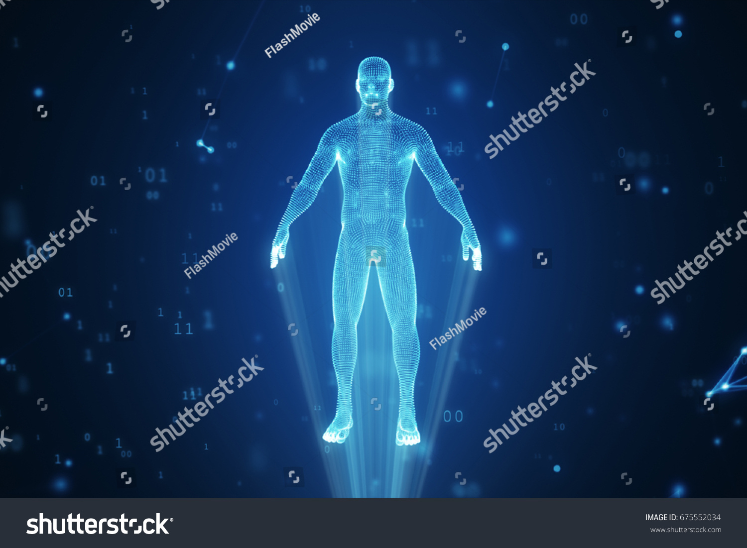 Human Hologram Points Polygons Cloud Binary Stock Illustration ...