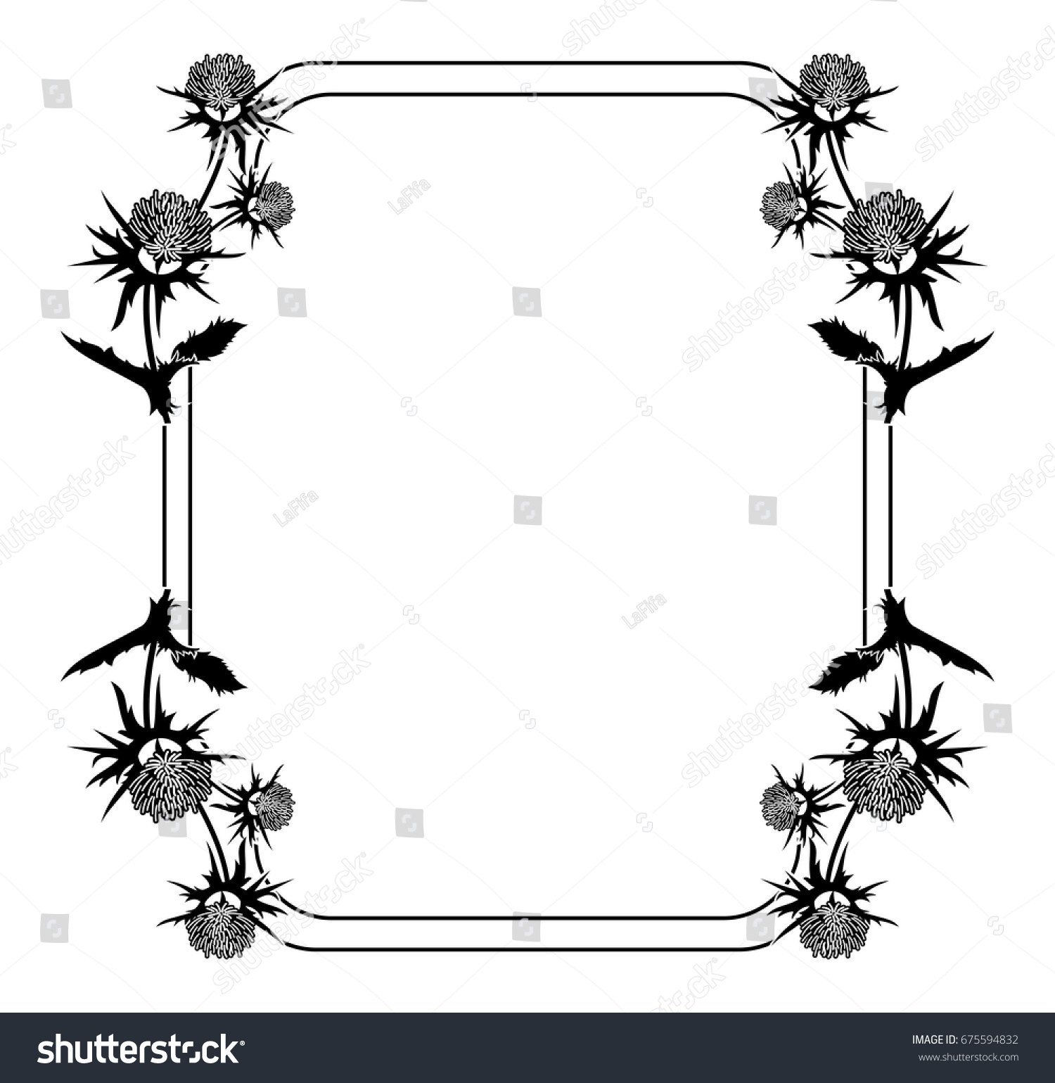 Decorative Frame Thistle Silhouette Vector Clip Stock Vector (Royalty ...