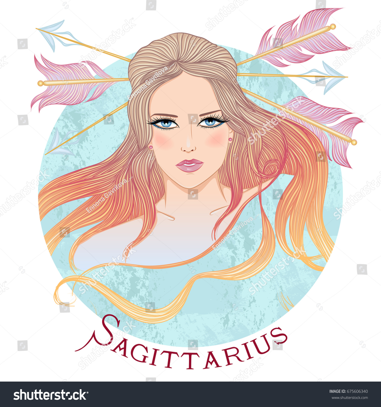 Zodiac Illustration Astrological Sign Sagittarius Beautiful Stock ...