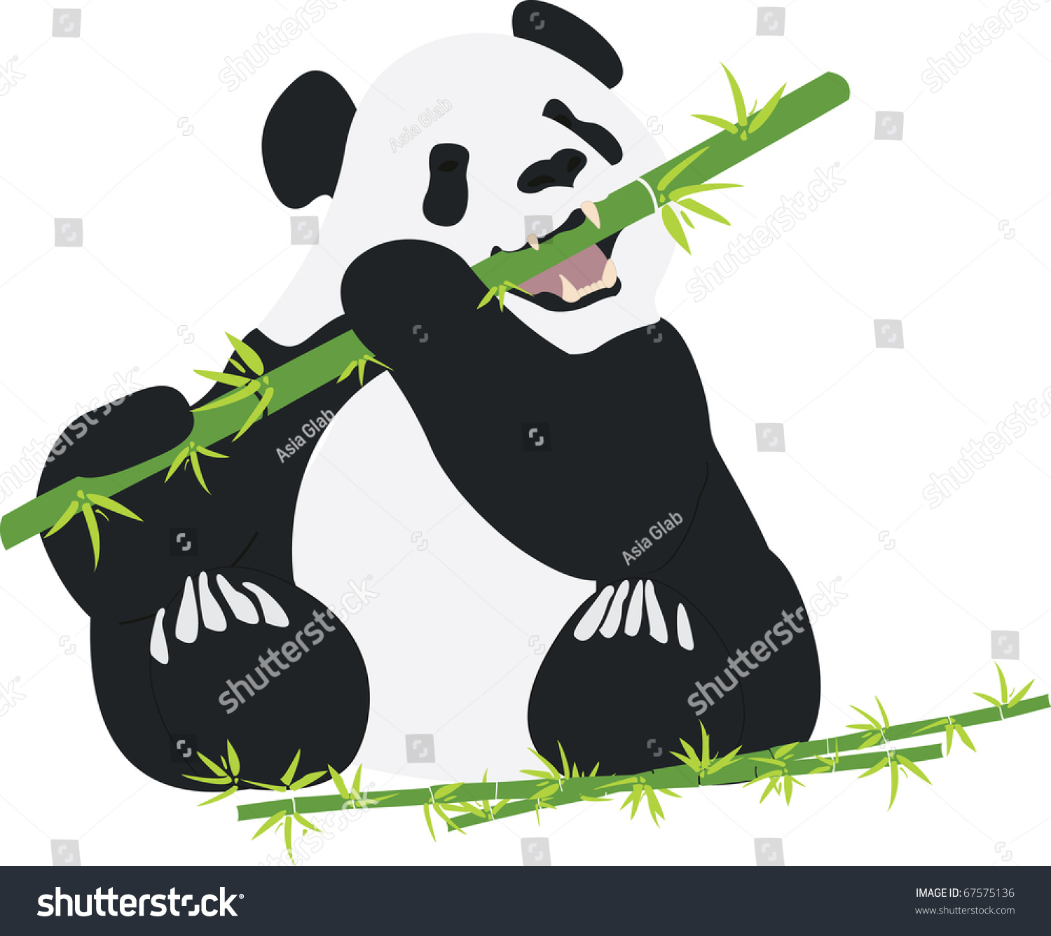 Панда ест бамбук рисунок
