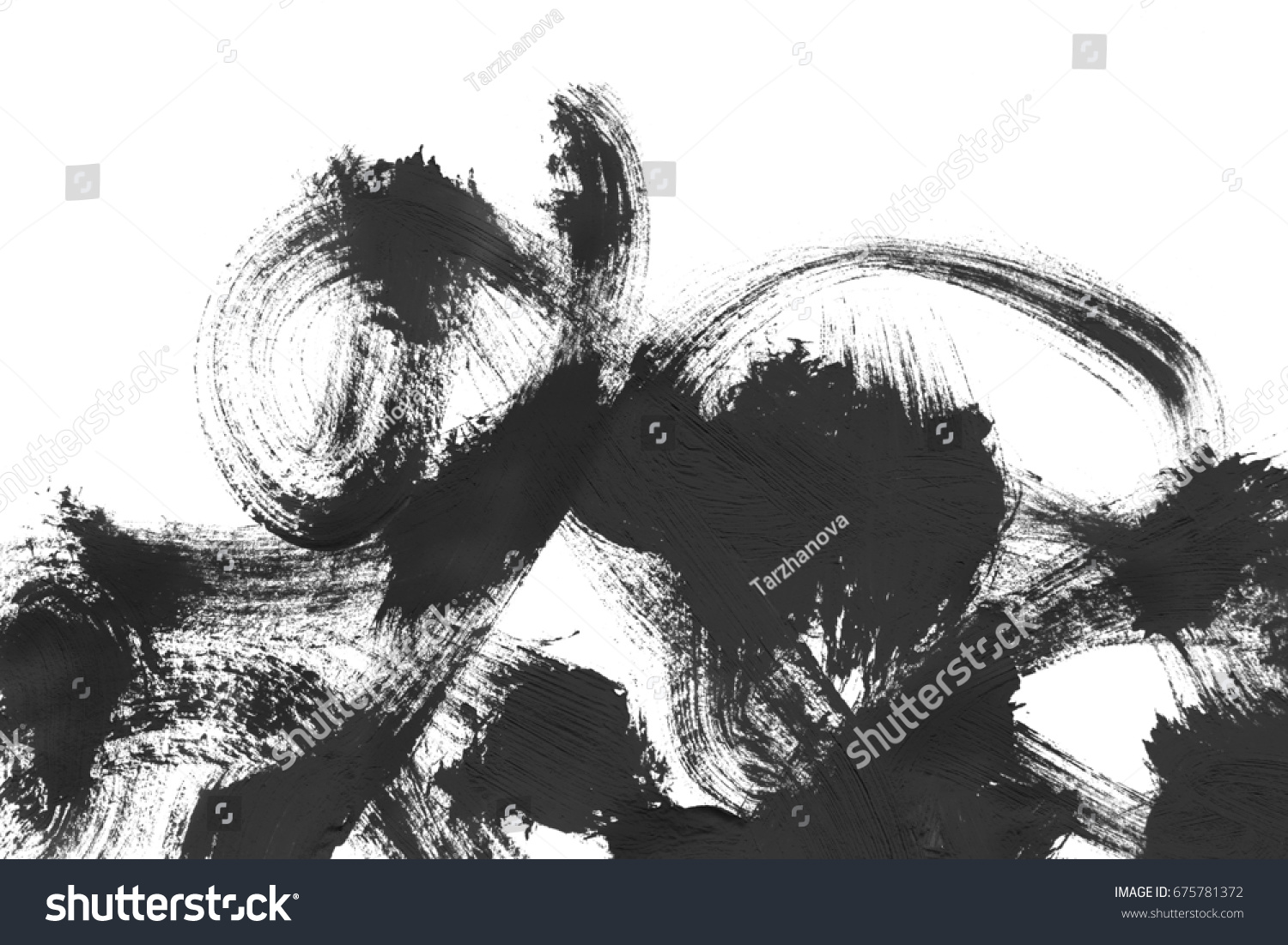 Abstract Black Paint Brush Strokes Isolated Stock Photo 675781372 ...