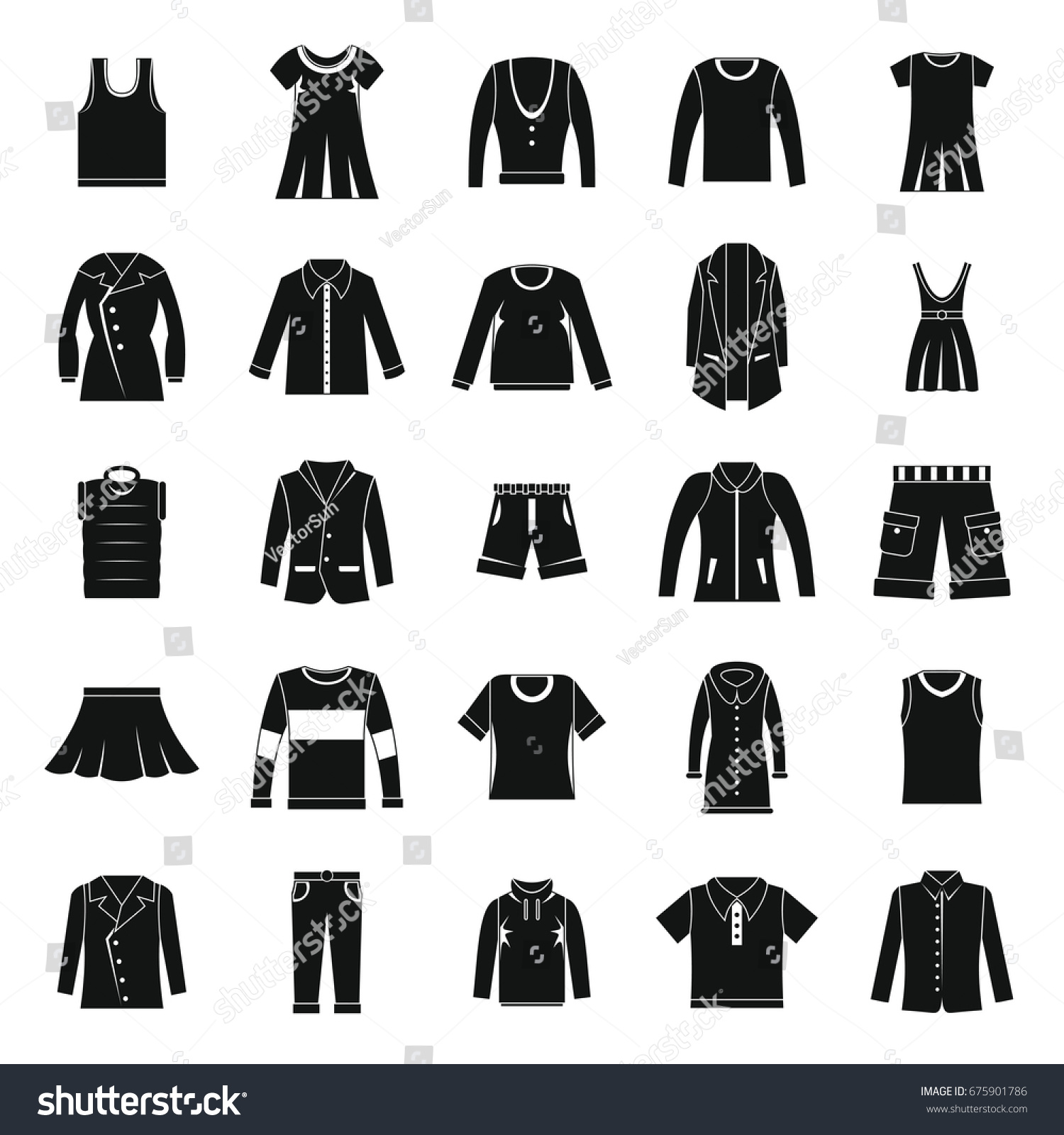 Woman Man Clothes Collection Simple Black Stock Vector (Royalty Free ...