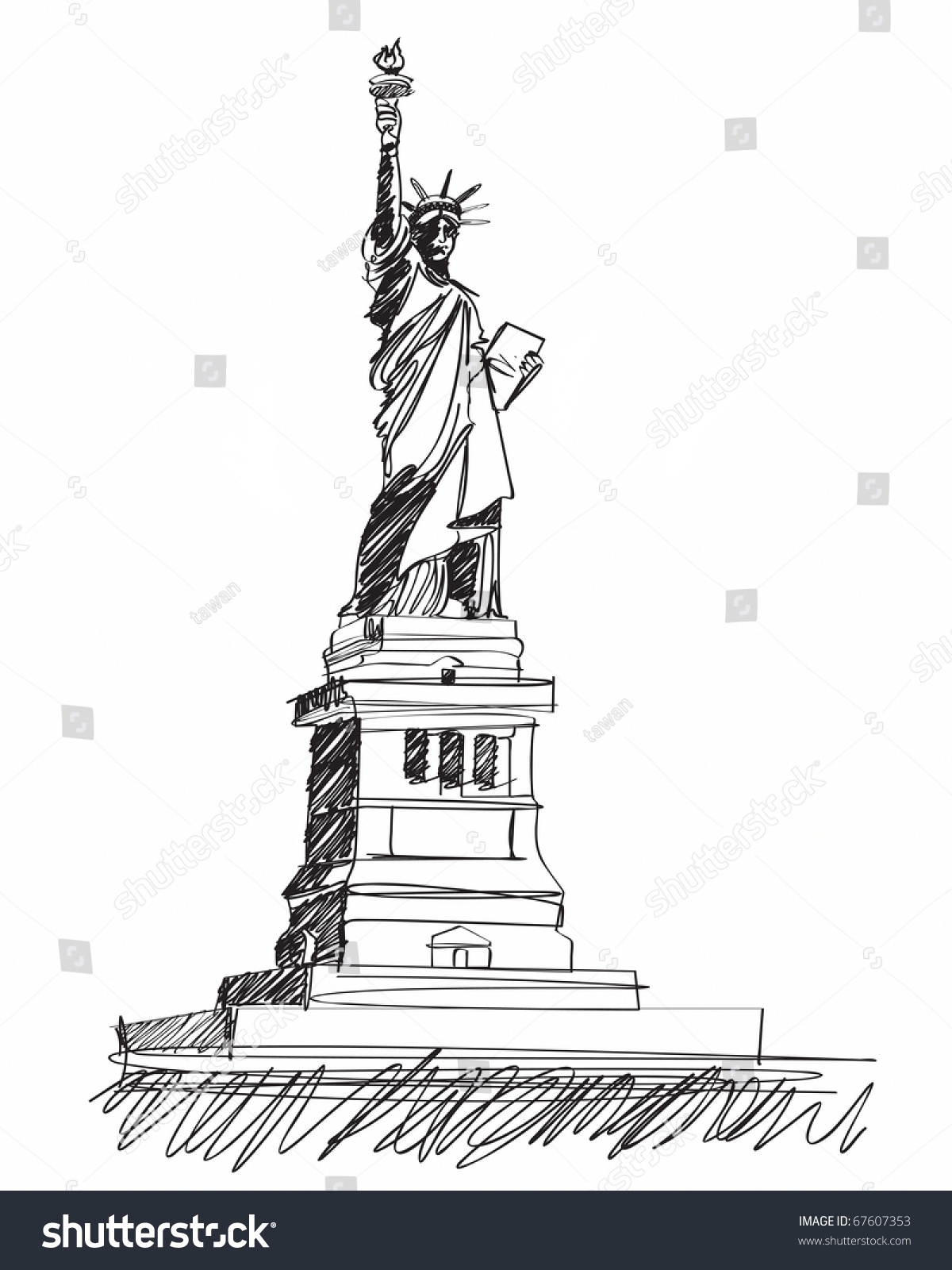 Vector Image American Symbols Freedom Statue Stock Illustration ...