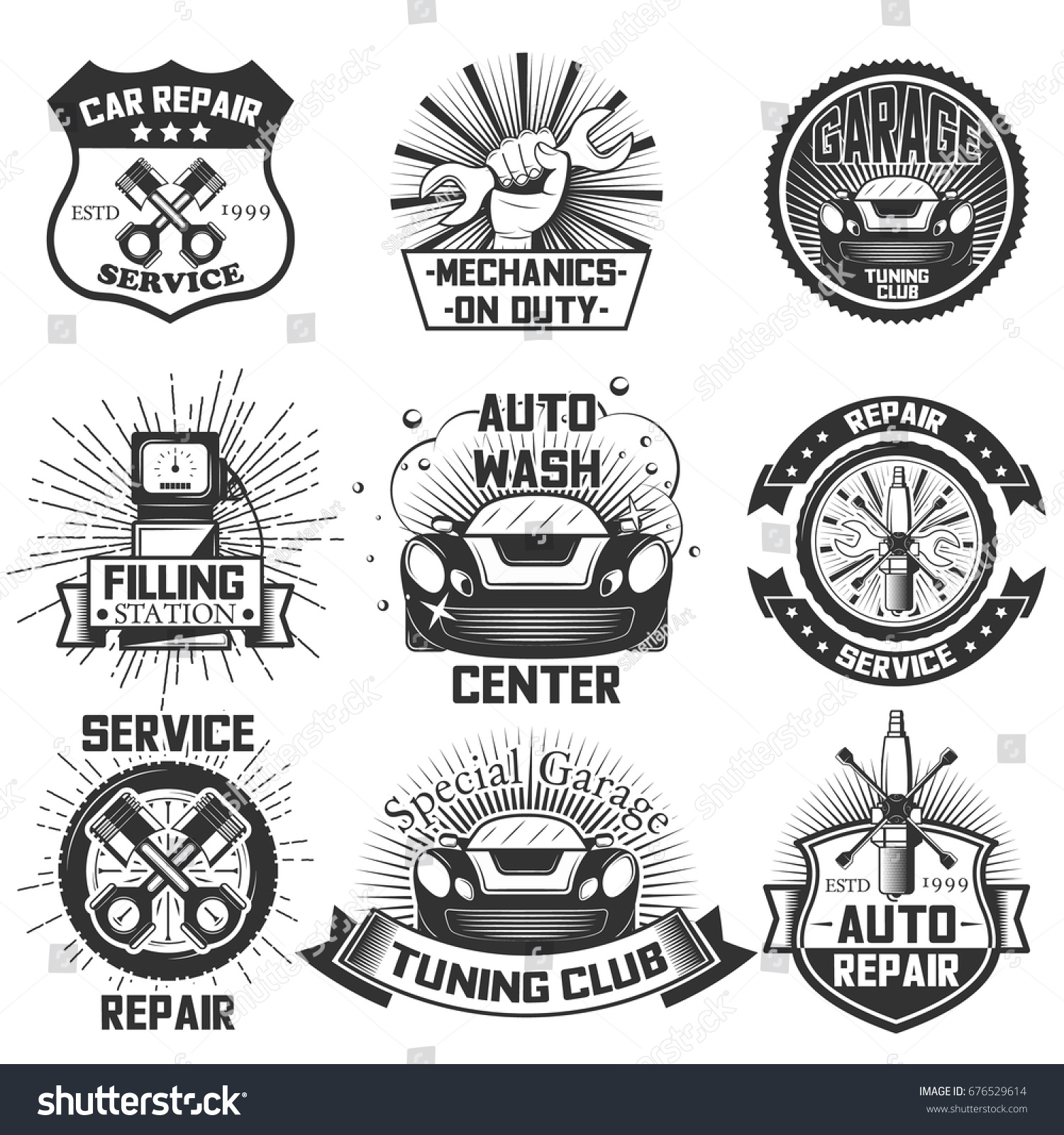 Vector Set Vintage Car Service Logos Stock Vector (Royalty Free ...