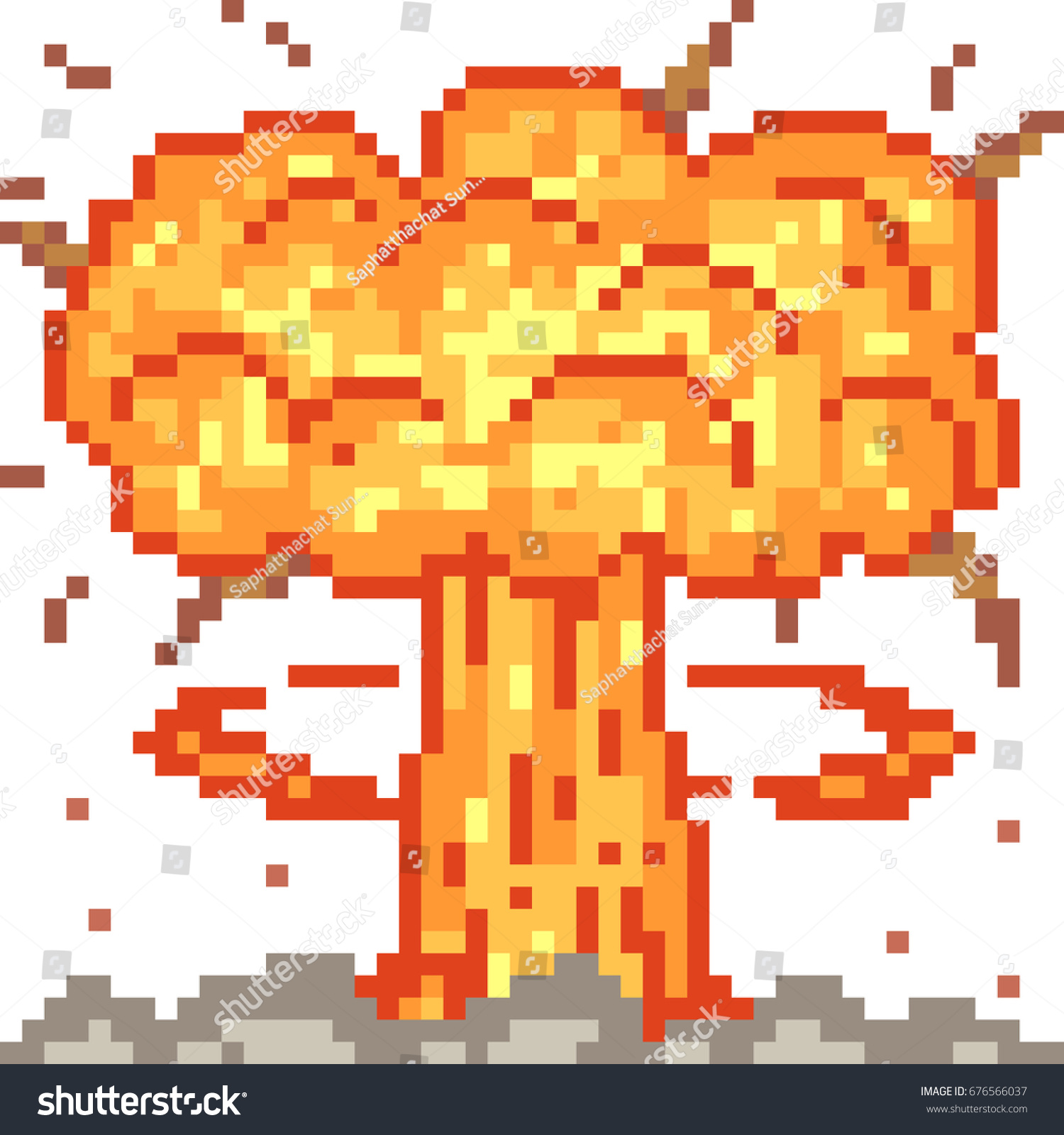 Vector Pixel Art Nuclear Explosion Isolated Stock Vector (Royalty Free) 676...