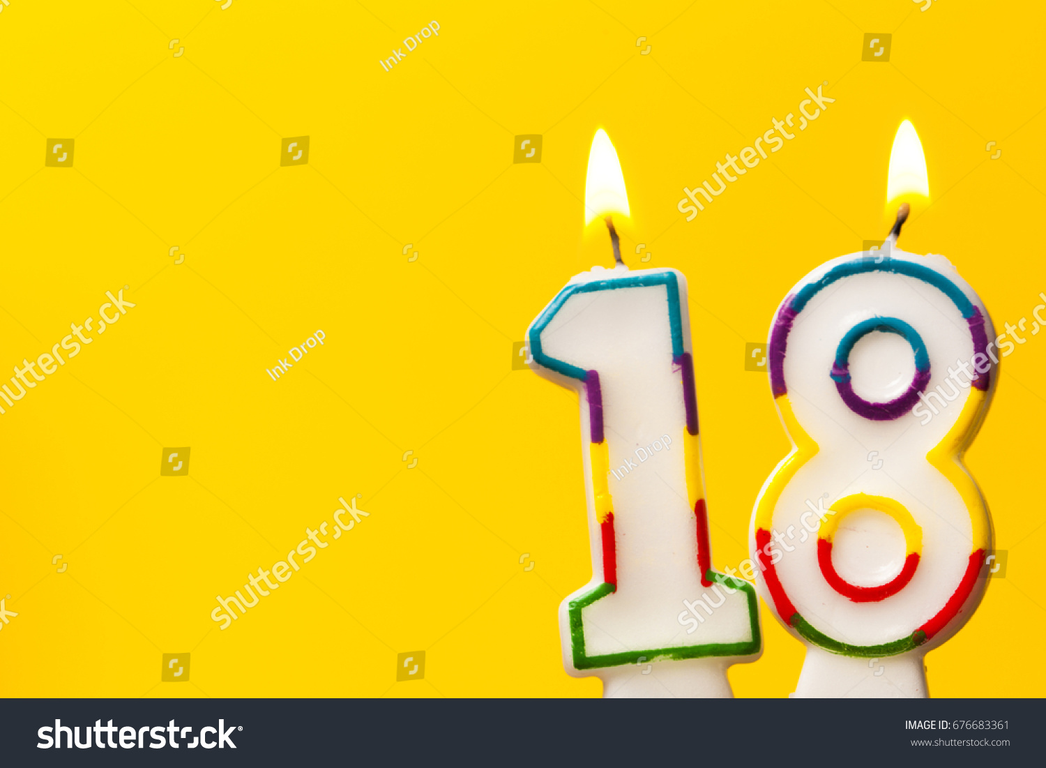 Number 18 Birthday Celebration Candle Against Stock Photo 676683361 