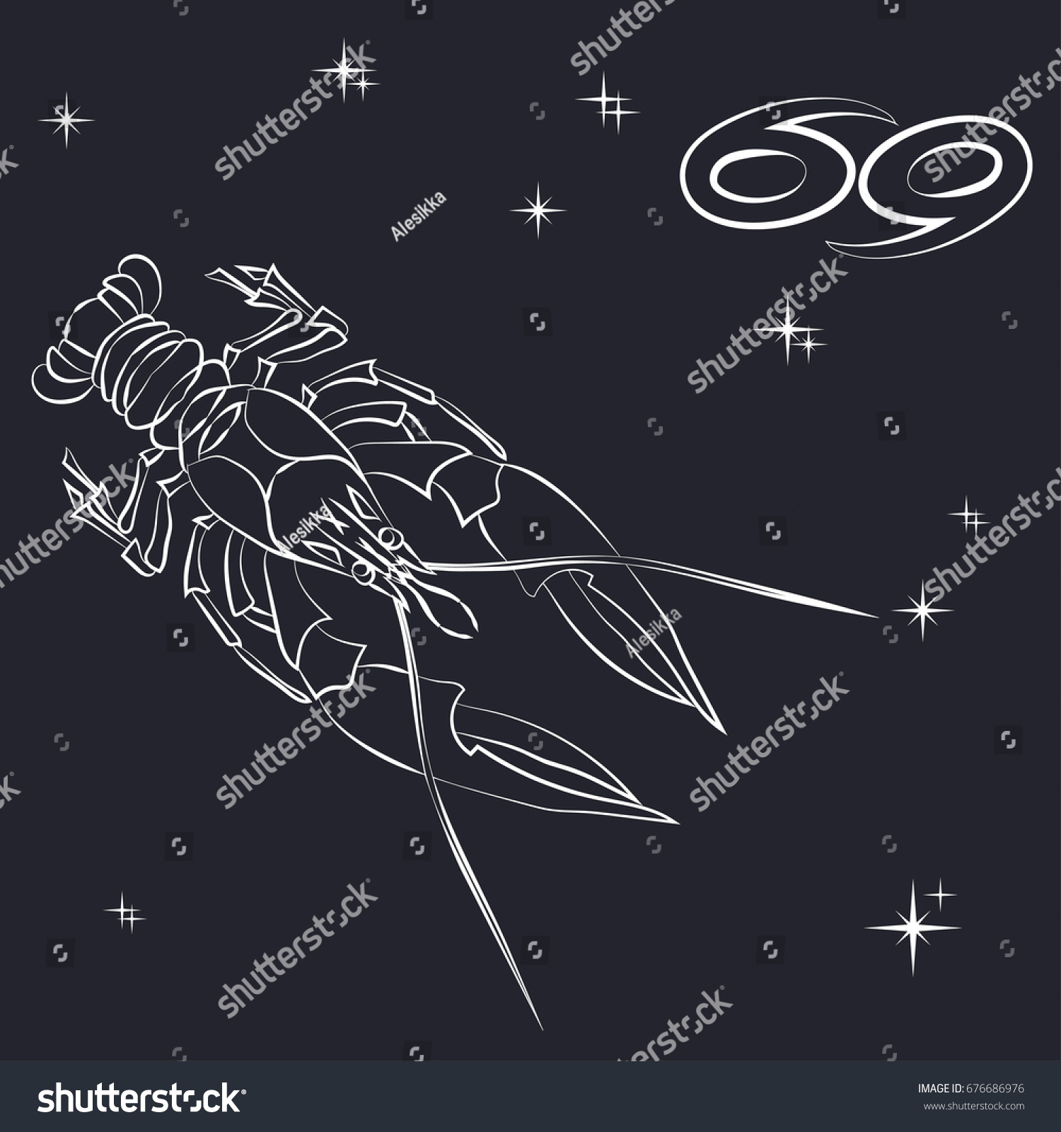 Sign Zodiac Cancer Starry Sky Vector Stock Vector Royalty Free