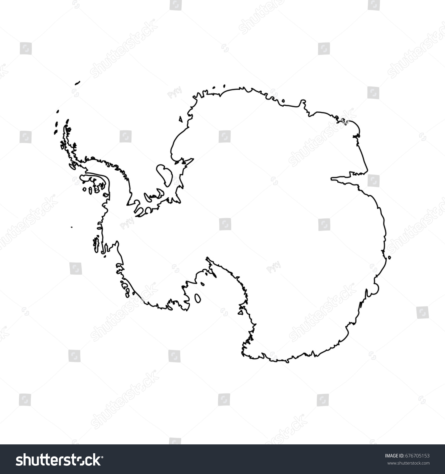 Map Antarctica Black Outline High Detailed Stock Vector (Royalty Free ...