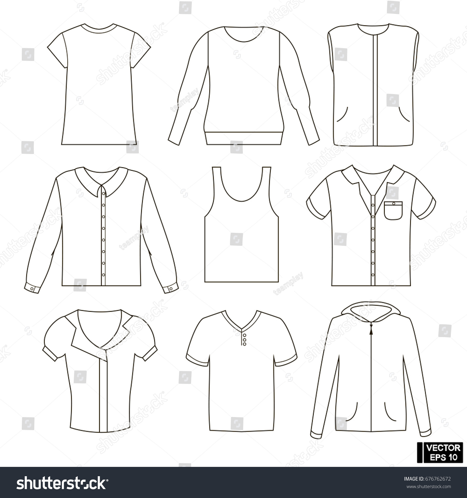 Vector Image Set Tshirt Jacket Waistcoat Stock Vector (Royalty Free ...