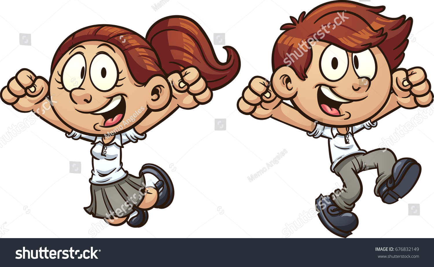 Cartoon Jumping Kids Uniform Vector Clip Stock Vector (royalty Free 