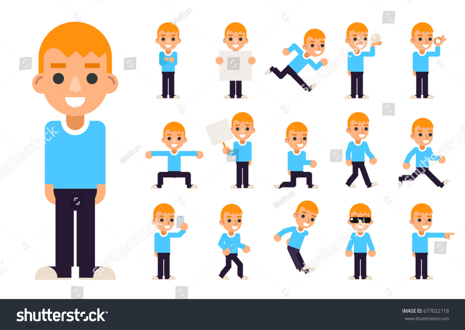 boy-different-poses-actions-teen-characters-stock-vector-royalty-free