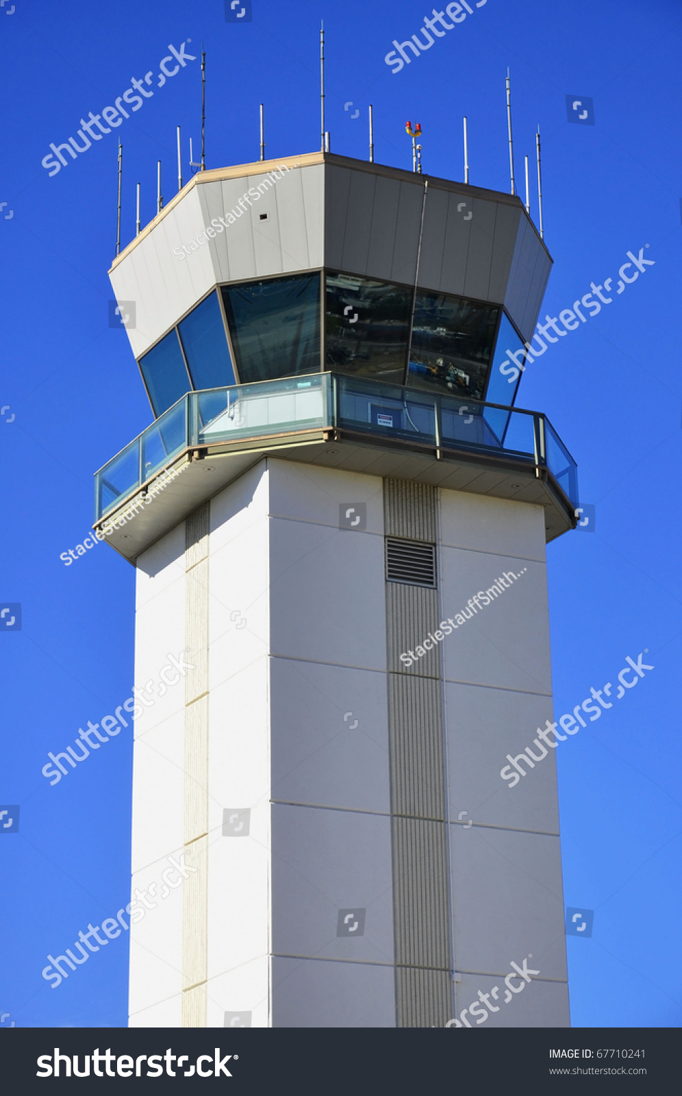 Airport Air Traffic Control Tower Against Stock Photo 67710241 ...